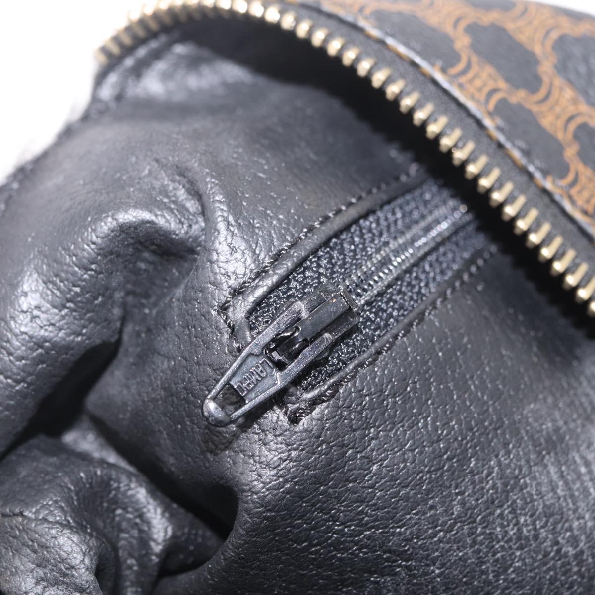CELINE Macadam Canvas Hand Bag PVC Black Gold Auth 211415V