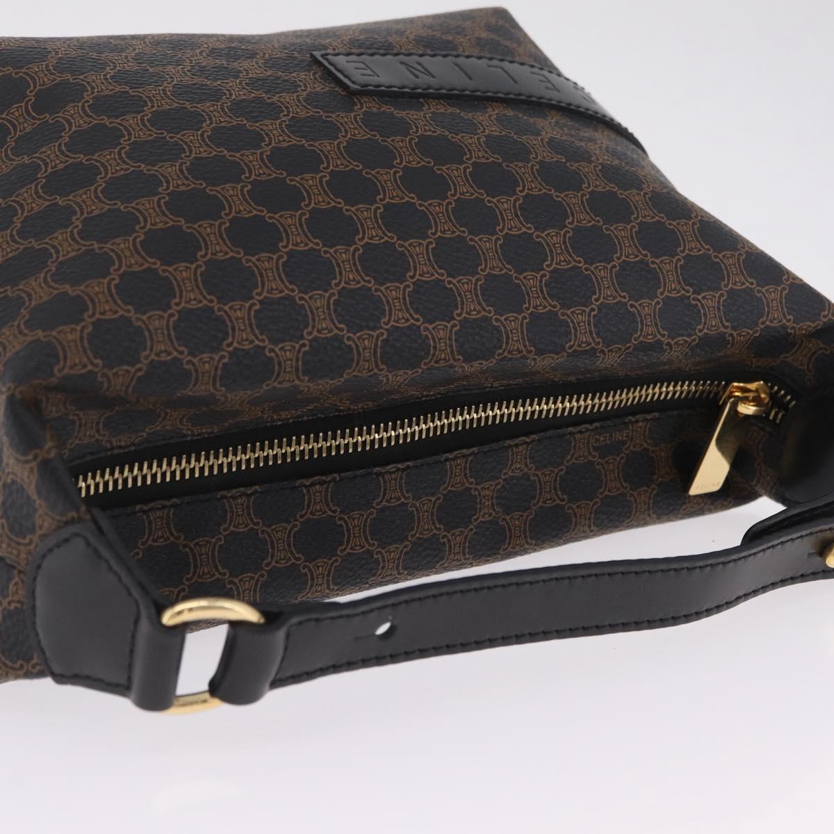 CELINE Macadam Canvas Hand Bag PVC Black Gold Auth 211415V
