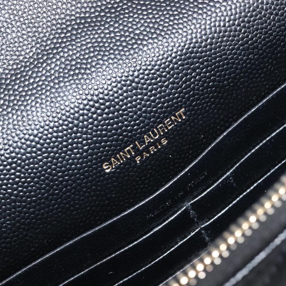 Saint Laurent Chain Shoulder Bag Leather Black Gold 393953 Auth 211431M