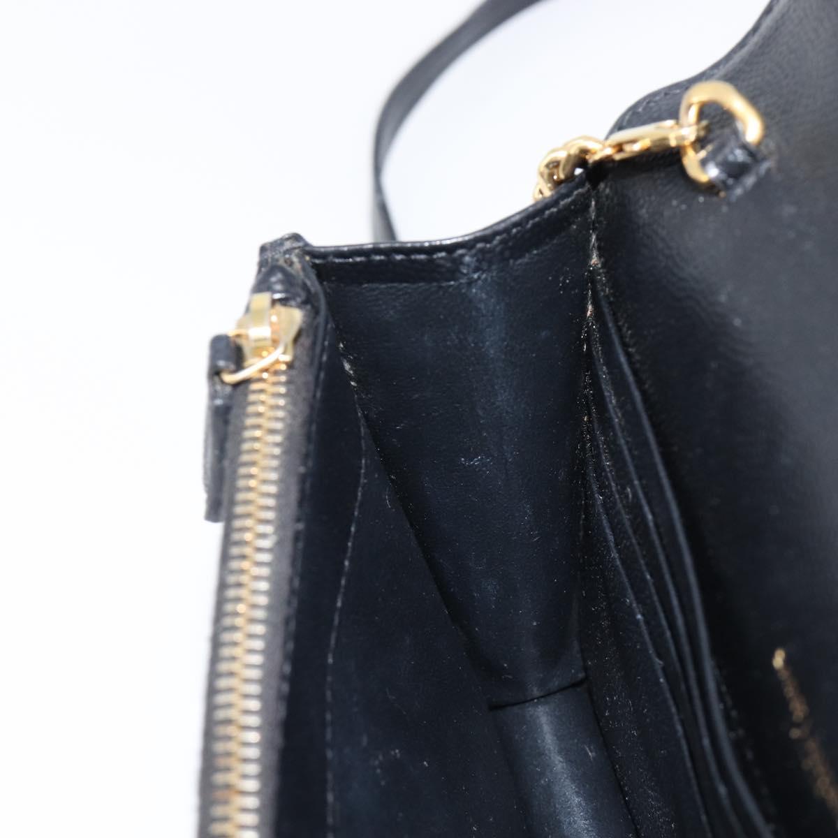 Saint Laurent Chain Shoulder Bag Leather Black Gold 393953 Auth 211431M