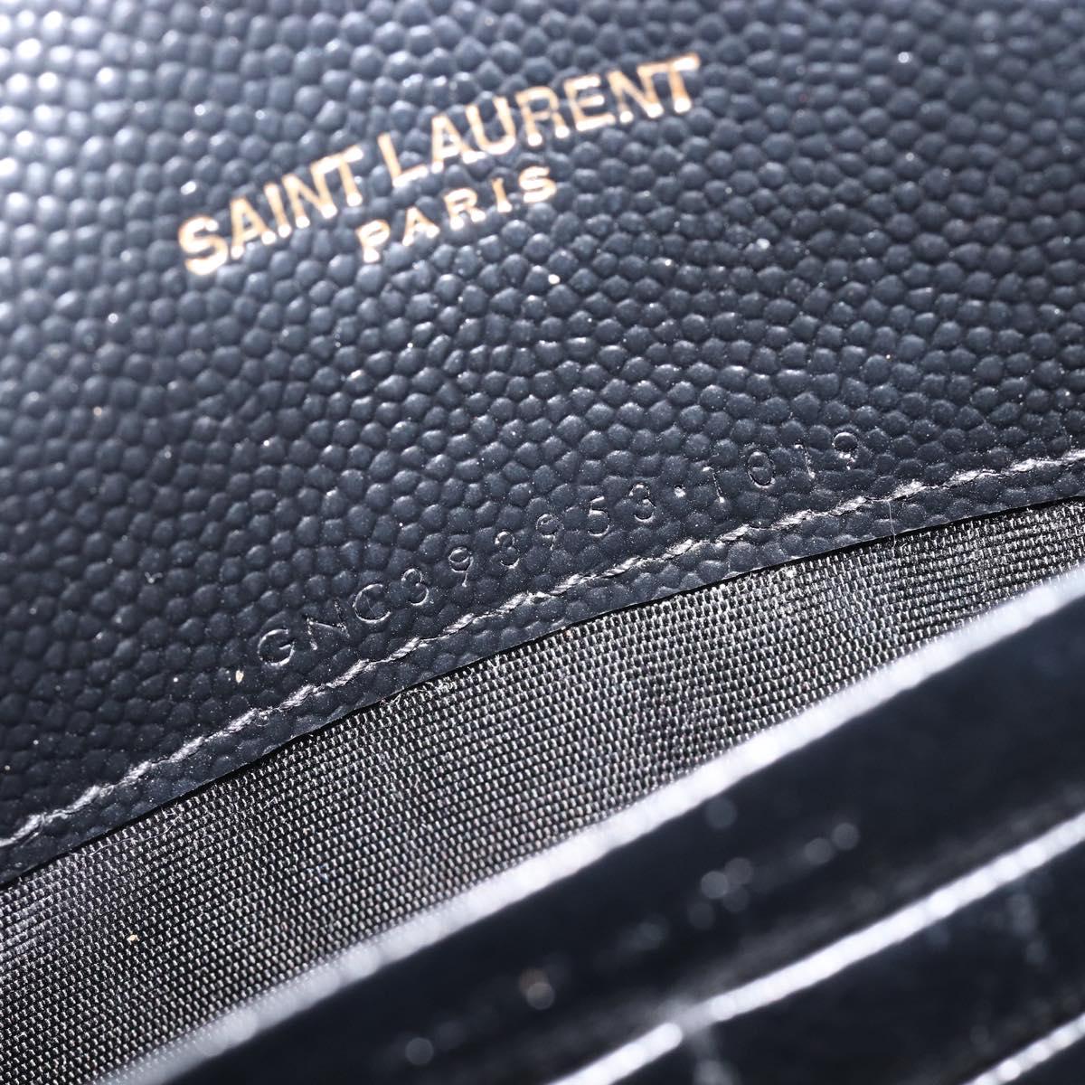 Saint Laurent Chain Shoulder Bag Leather Black Gold 393953 Auth 211431M