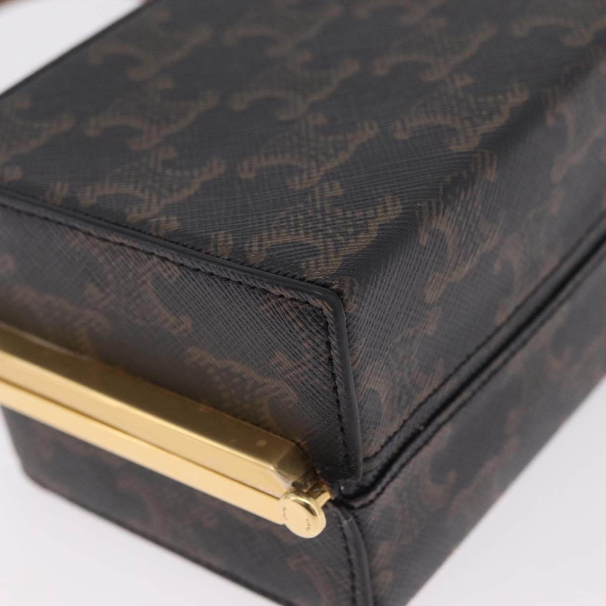 CELINE Macadam Canvas Triomphe Minodiere Hand Bag PVC Black Gold Auth 211460M