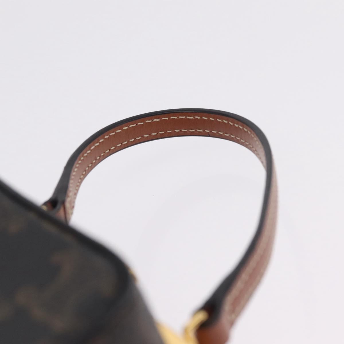 CELINE Macadam Canvas Triomphe Minodiere Hand Bag PVC Black Gold Auth 211460M