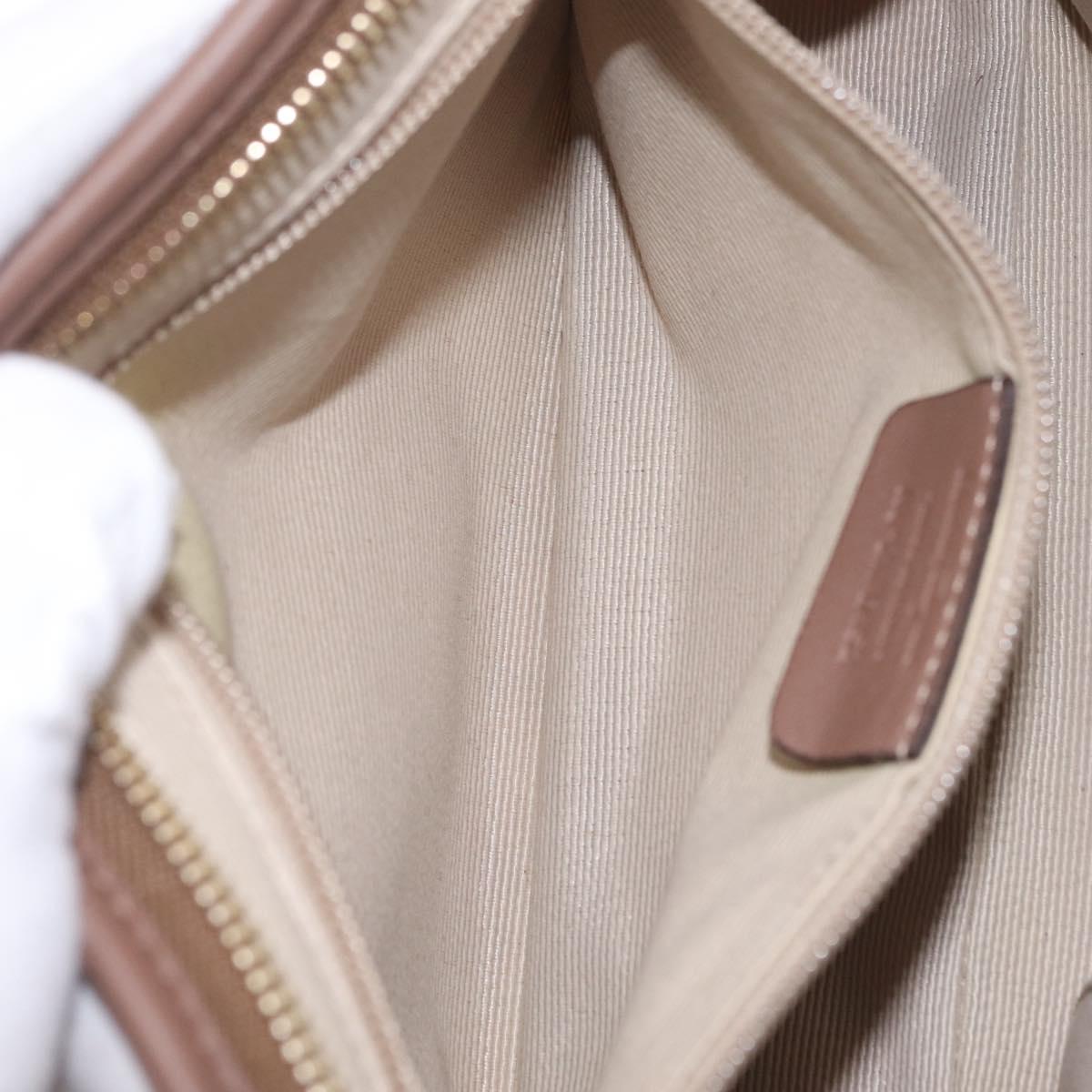Salvatore Ferragamo Gancini Shoulder Bag Nylon Beige Gold Tone Auth 211464V