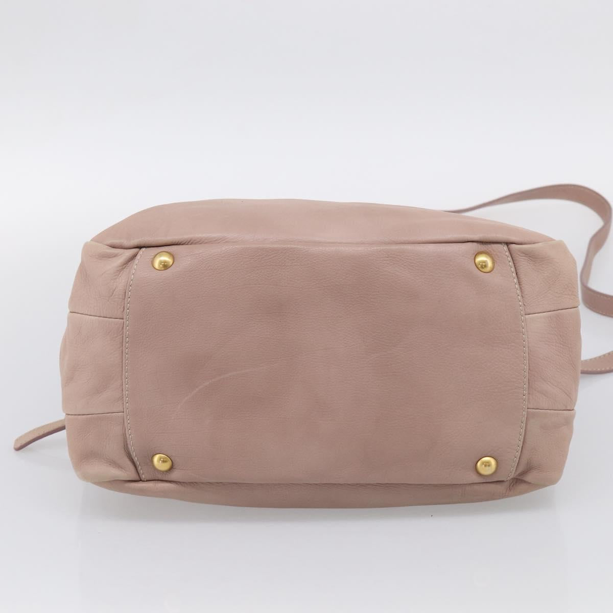 Miu Miu Hand Bag Leather 2way Pink Gold Auth 211467V