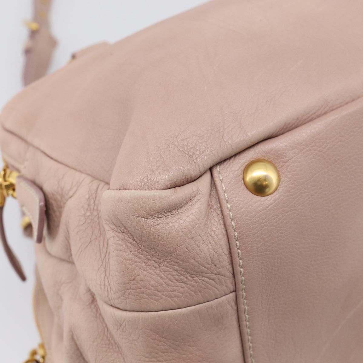 Miu Miu Hand Bag Leather 2way Pink Gold Auth 211467V