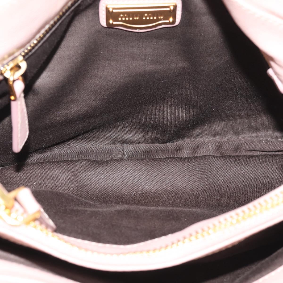Miu Miu Hand Bag Leather 2way Pink Gold Auth 211467V