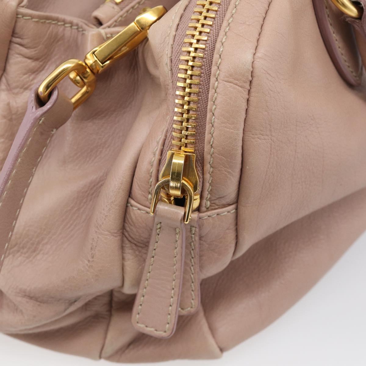 Miu Miu Hand Bag Leather 2way Pink Gold Auth 211467V