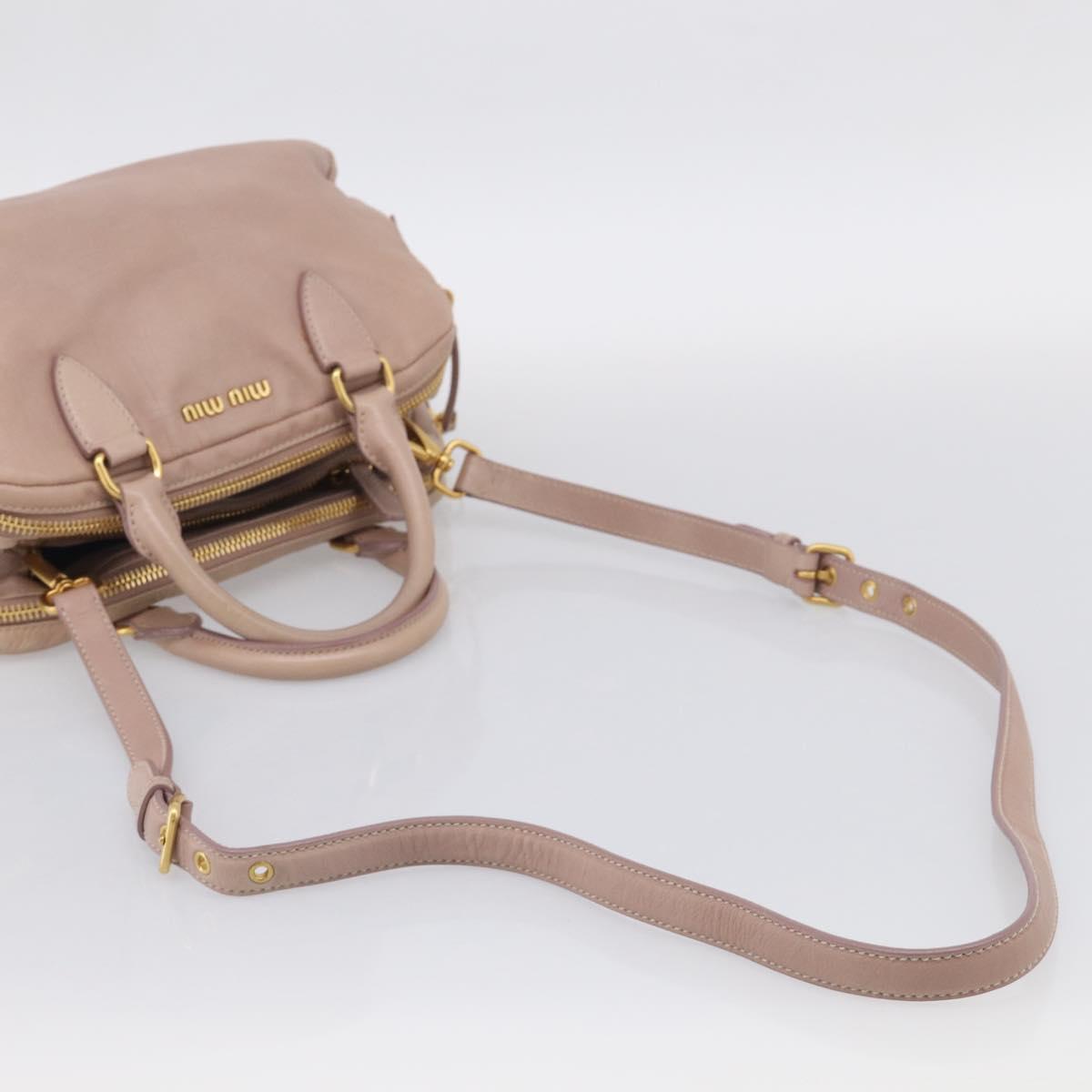 Miu Miu Hand Bag Leather 2way Pink Gold Auth 211467V