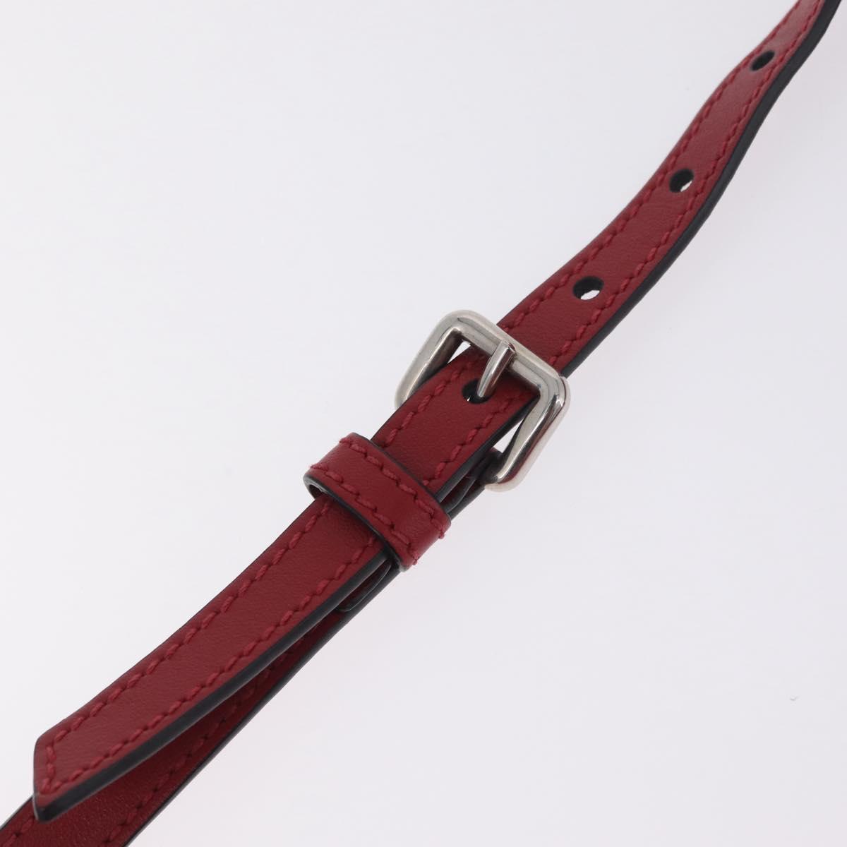 Miu Miu Shoulder Bag Leather Red Silver Auth 211468V