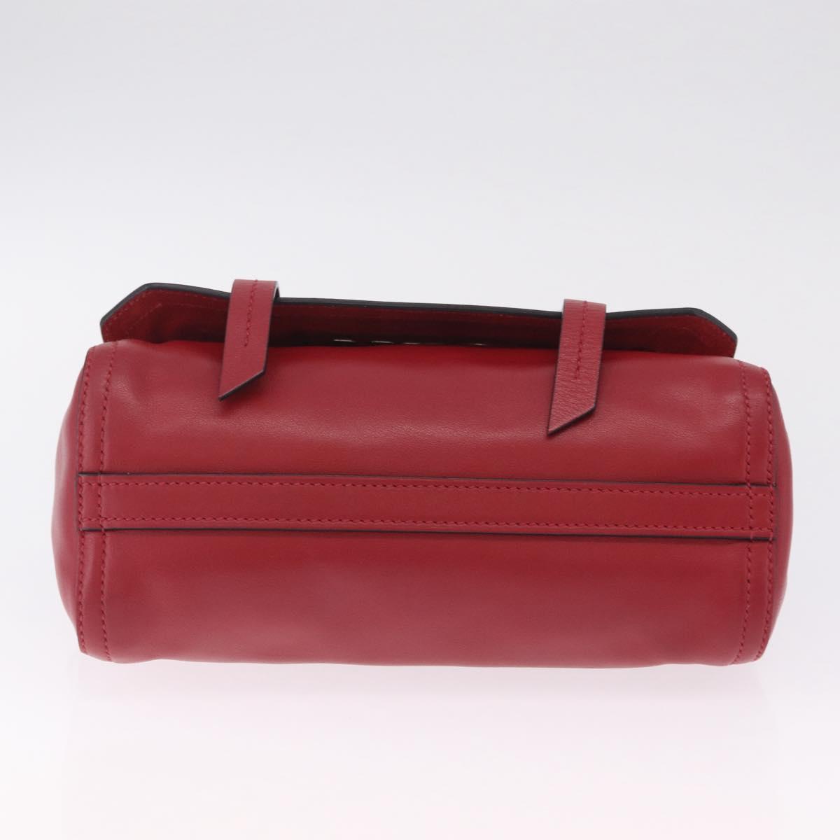 Miu Miu Shoulder Bag Leather Red Silver Auth 211468V
