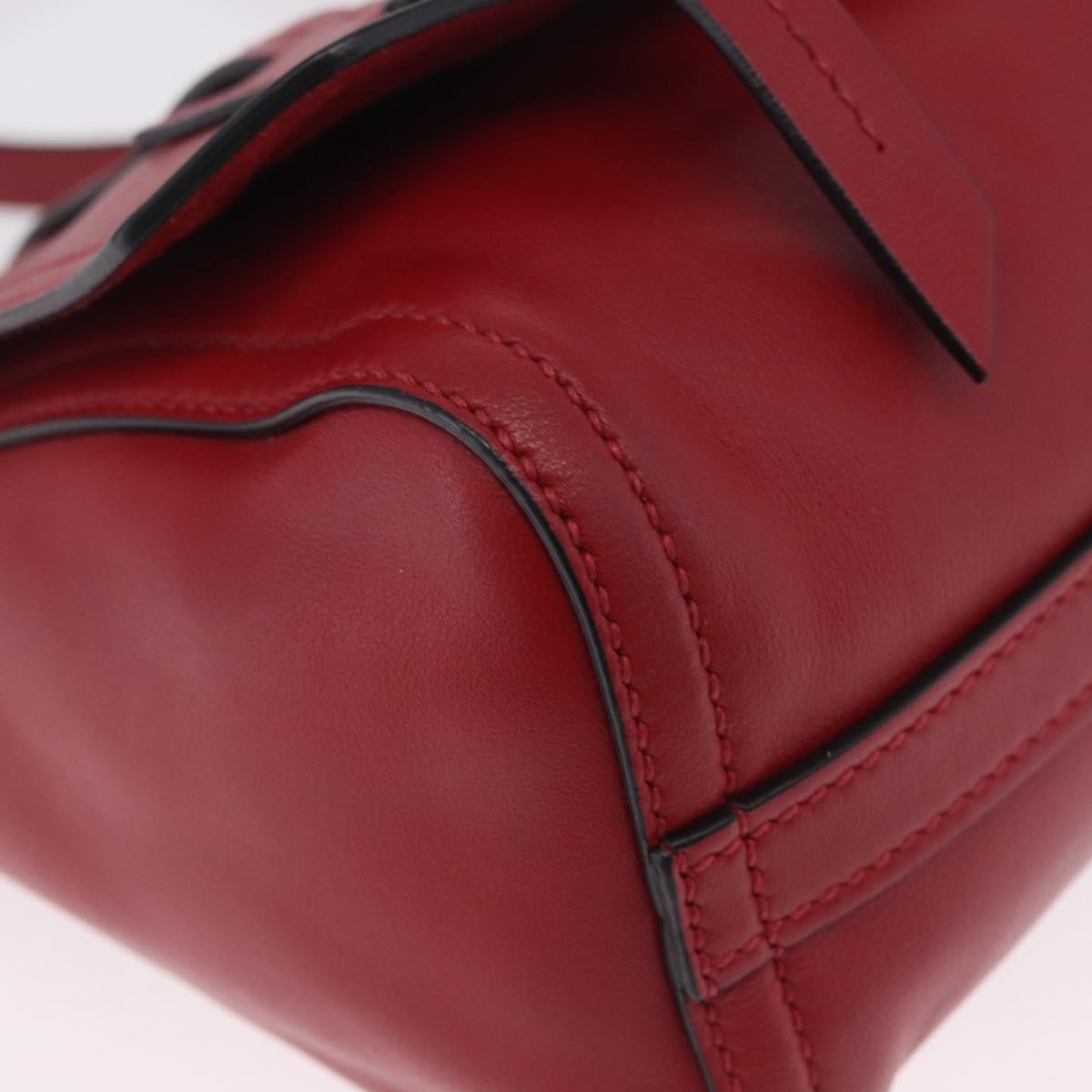 Miu Miu Shoulder Bag Leather Red Silver Auth 211468V