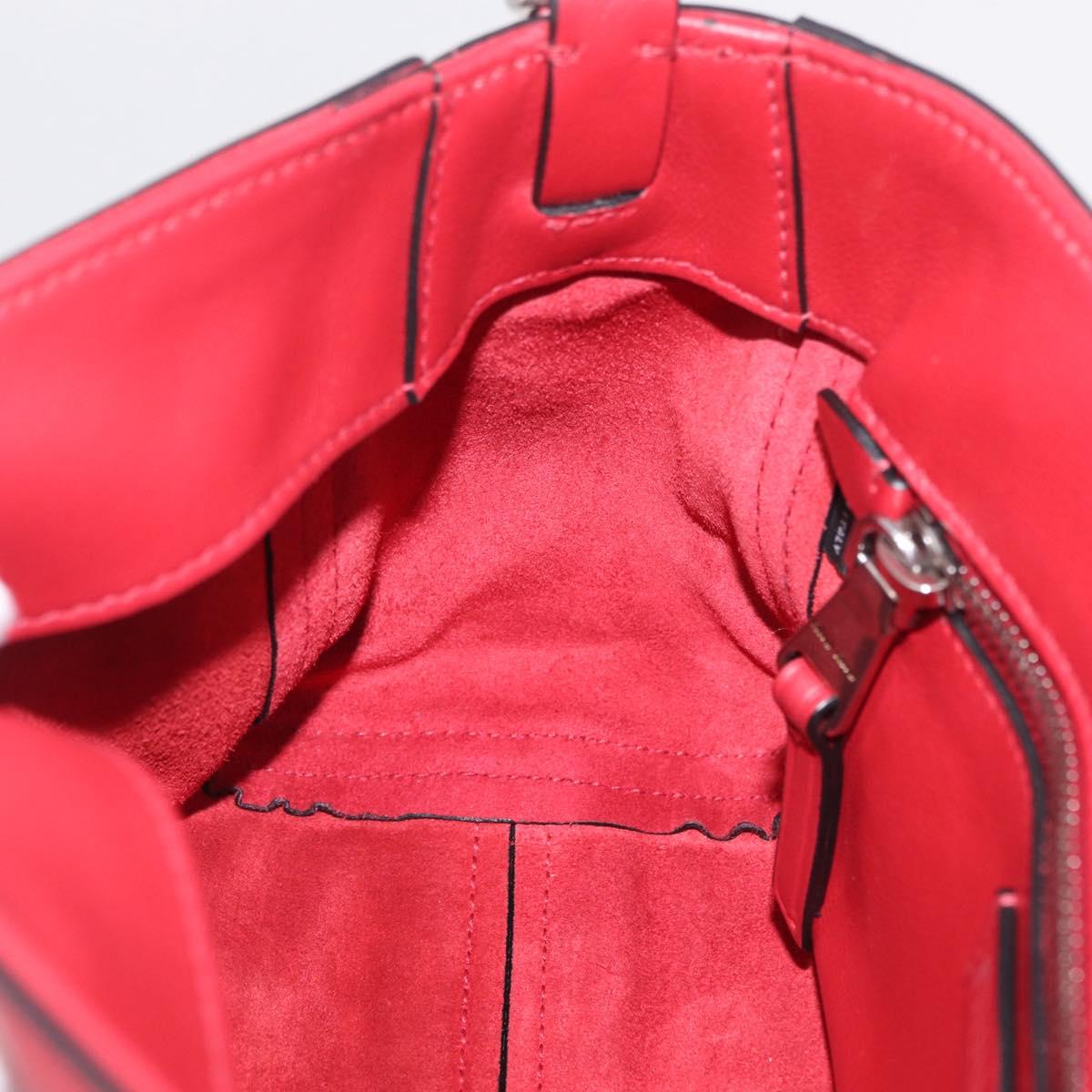 Miu Miu Shoulder Bag Leather Red Silver Auth 211468V