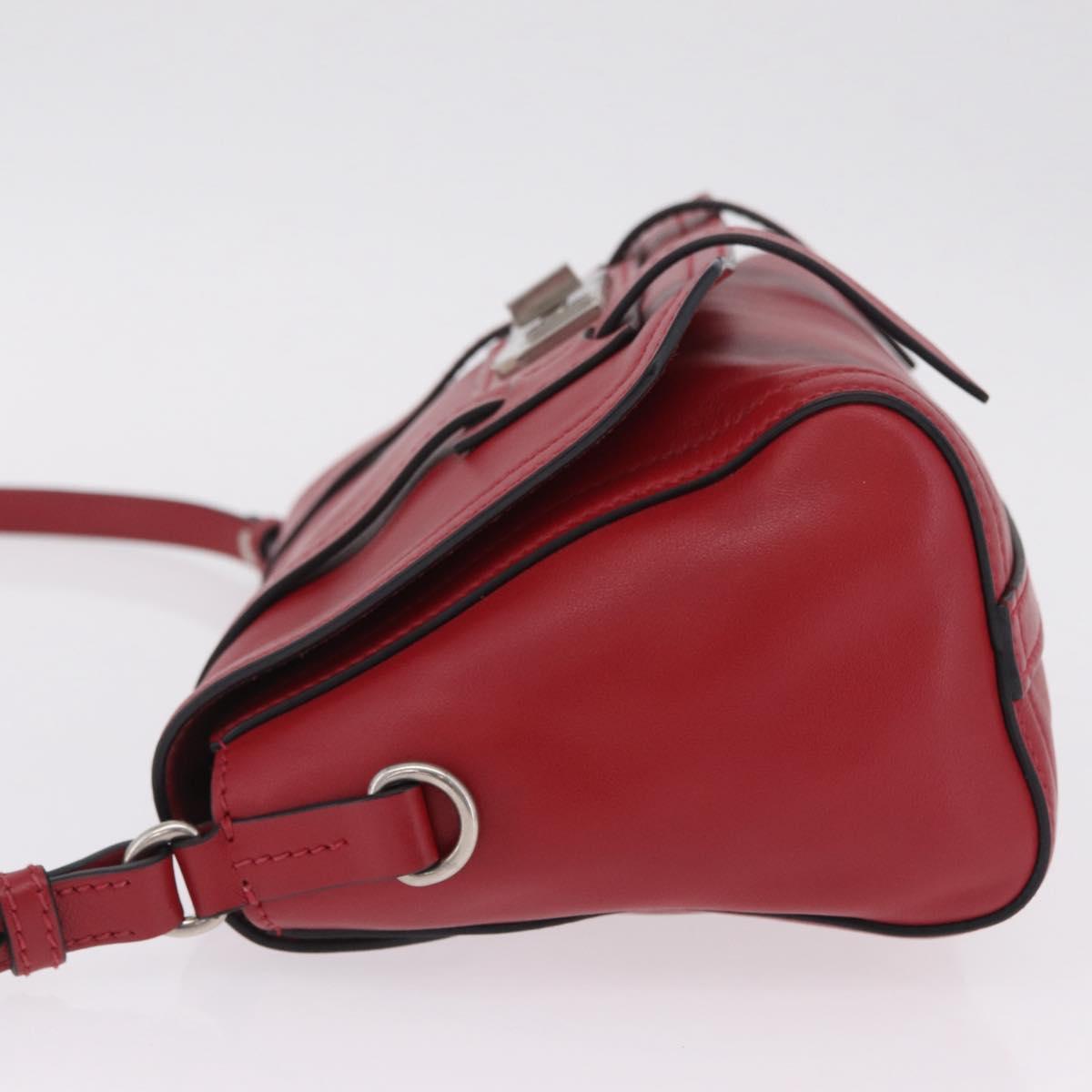 Miu Miu Shoulder Bag Leather Red Silver Auth 211468V