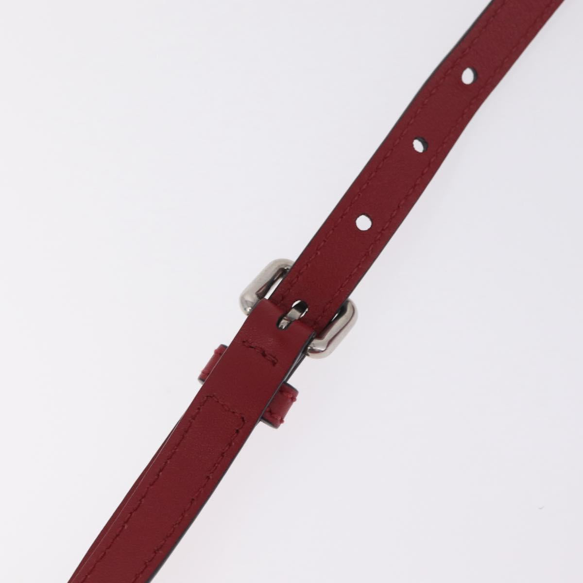 Miu Miu Shoulder Bag Leather Red Silver Auth 211468V