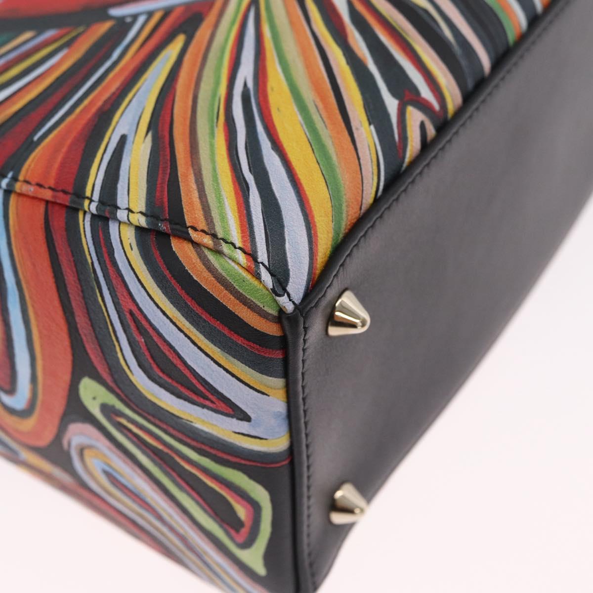 Christian Dior Lady Dior Hand Bag Leather 2way Black Gold Tone Auth 211470SM