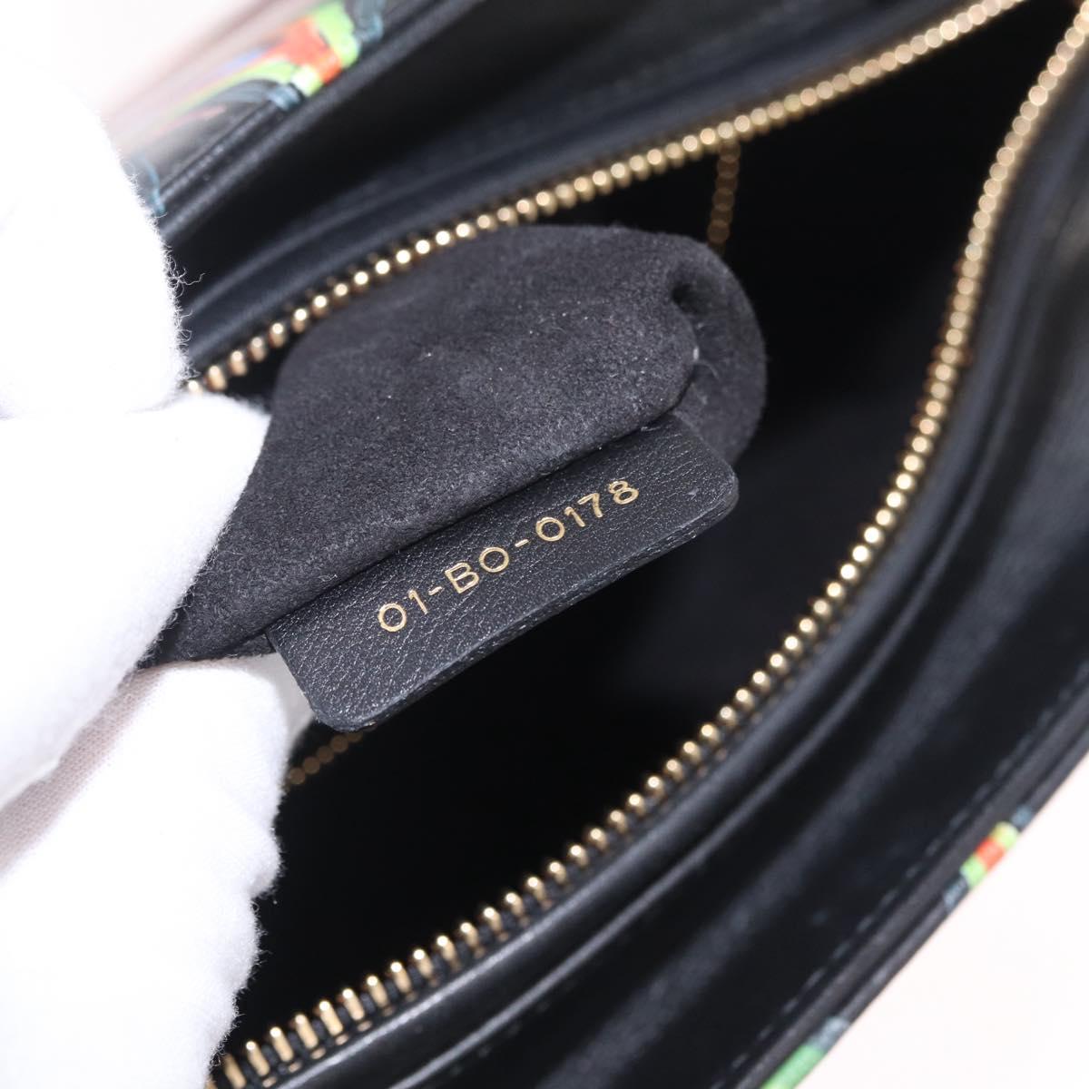 Christian Dior Lady Dior Hand Bag Leather 2way Black Gold Tone Auth 211470SM
