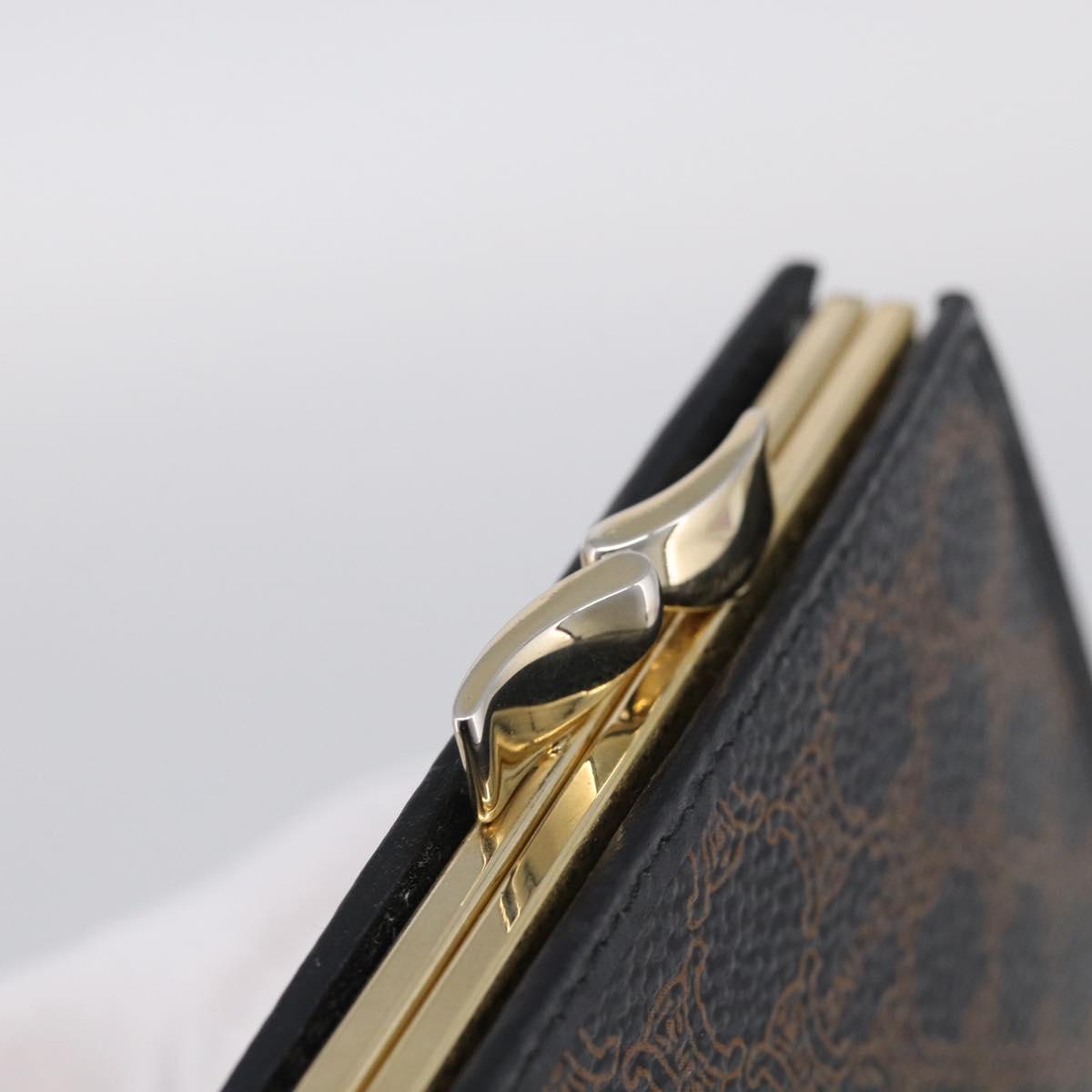 CELINE Macadam Canvas Coin Purse Black Gold Auth 211472A