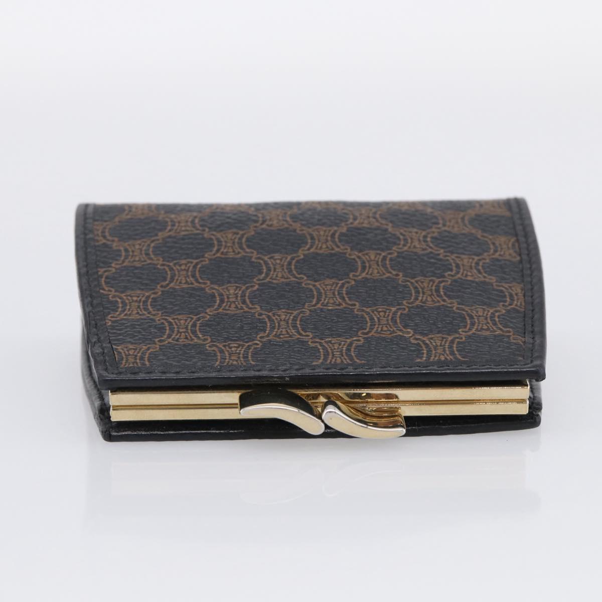 CELINE Macadam Canvas Coin Purse Black Gold Auth 211472A