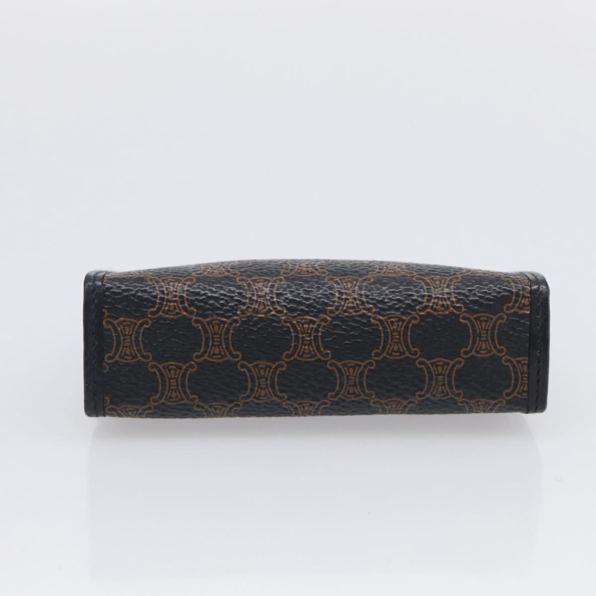 CELINE Macadam Canvas Coin Purse Black Gold Auth 211472A