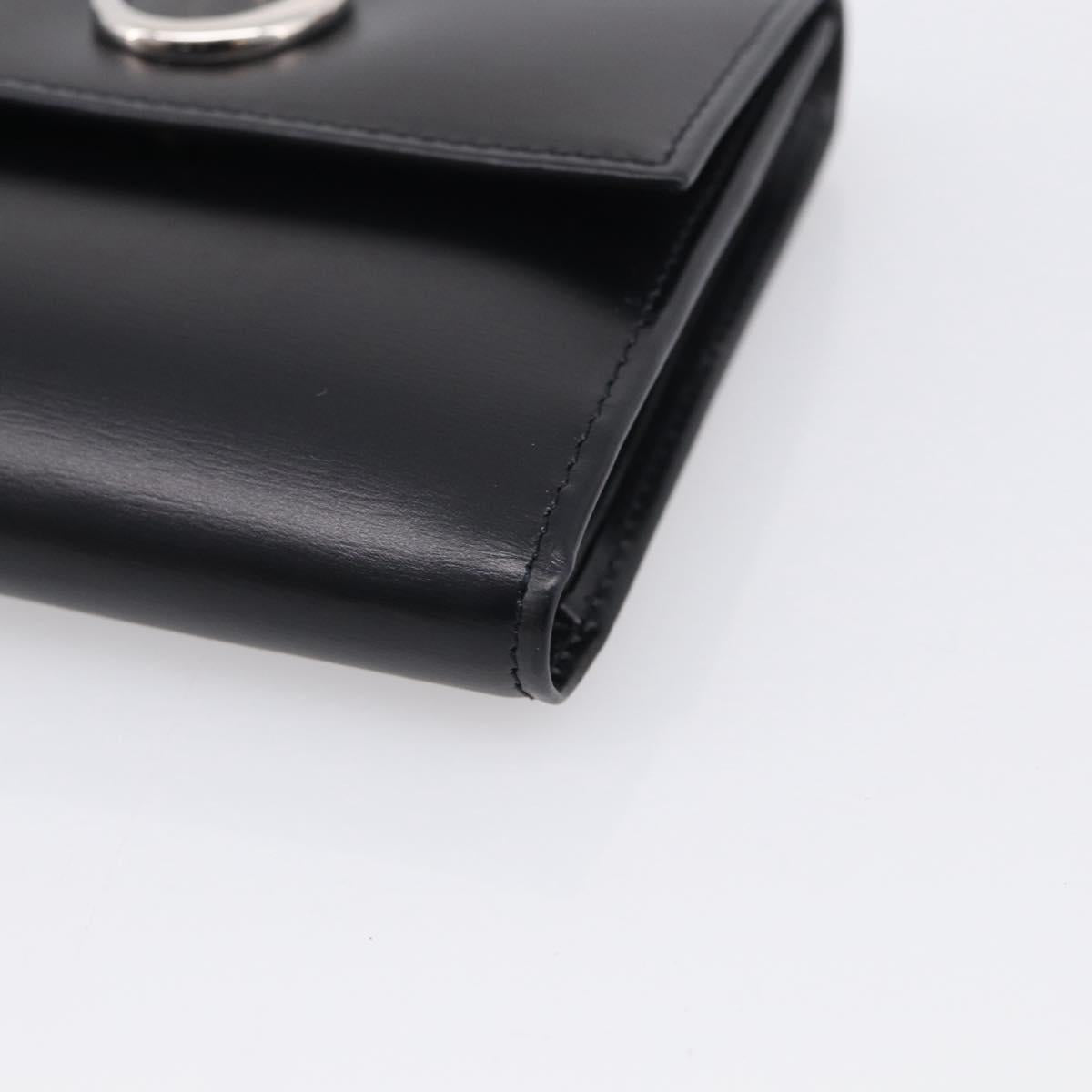 Cartier PANTHERE Wallet Leather Black Silver Auth 211473A