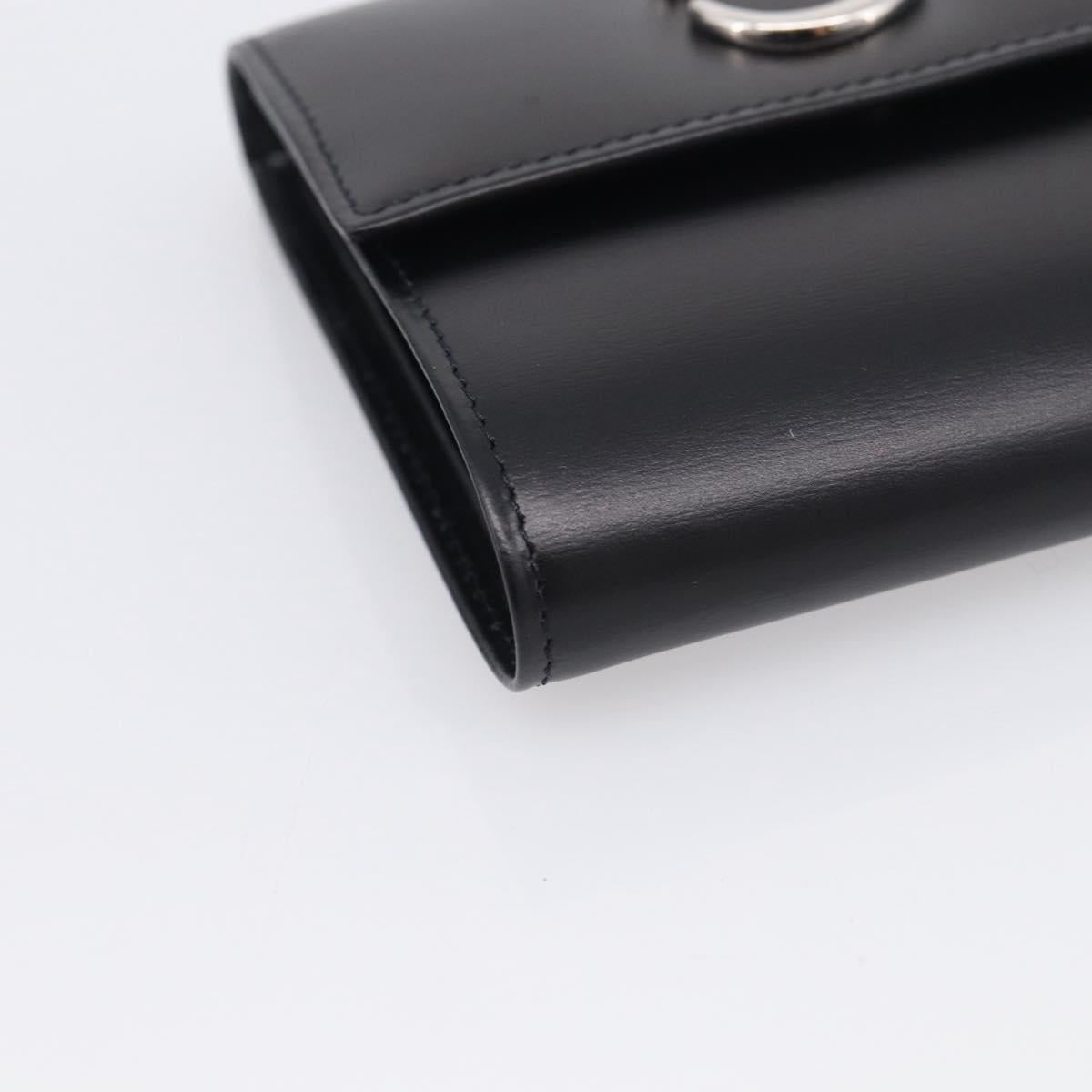 Cartier PANTHERE Wallet Leather Black Silver Auth 211473A