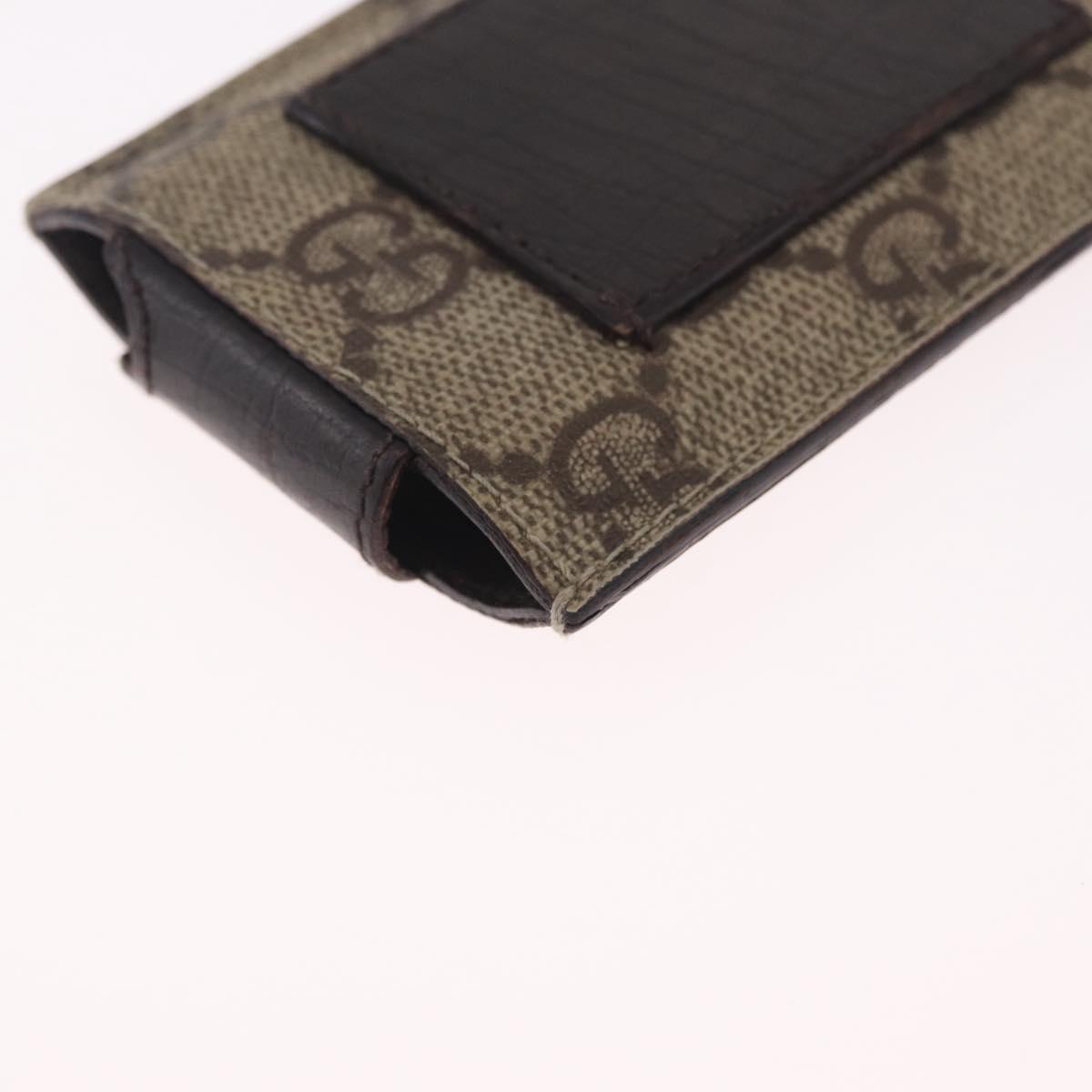 GUCCI GG Supreme Web Sherry Line iPod Case Neck Strap PVC Beige Gold Auth 211474