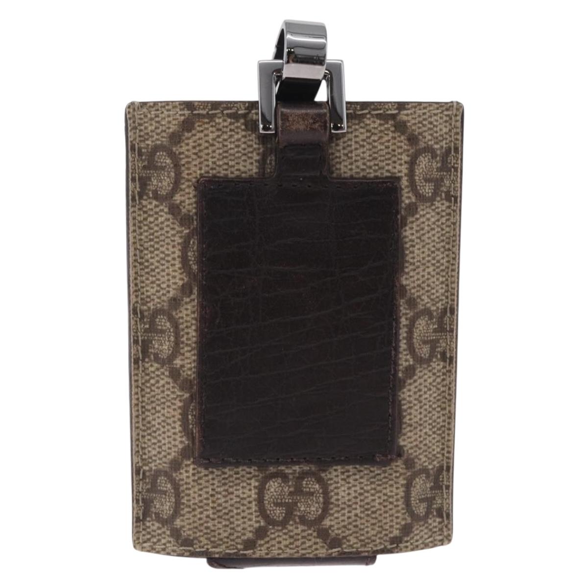 GUCCI GG Supreme Web Sherry Line iPod Case Neck Strap PVC Beige Gold Auth 211474