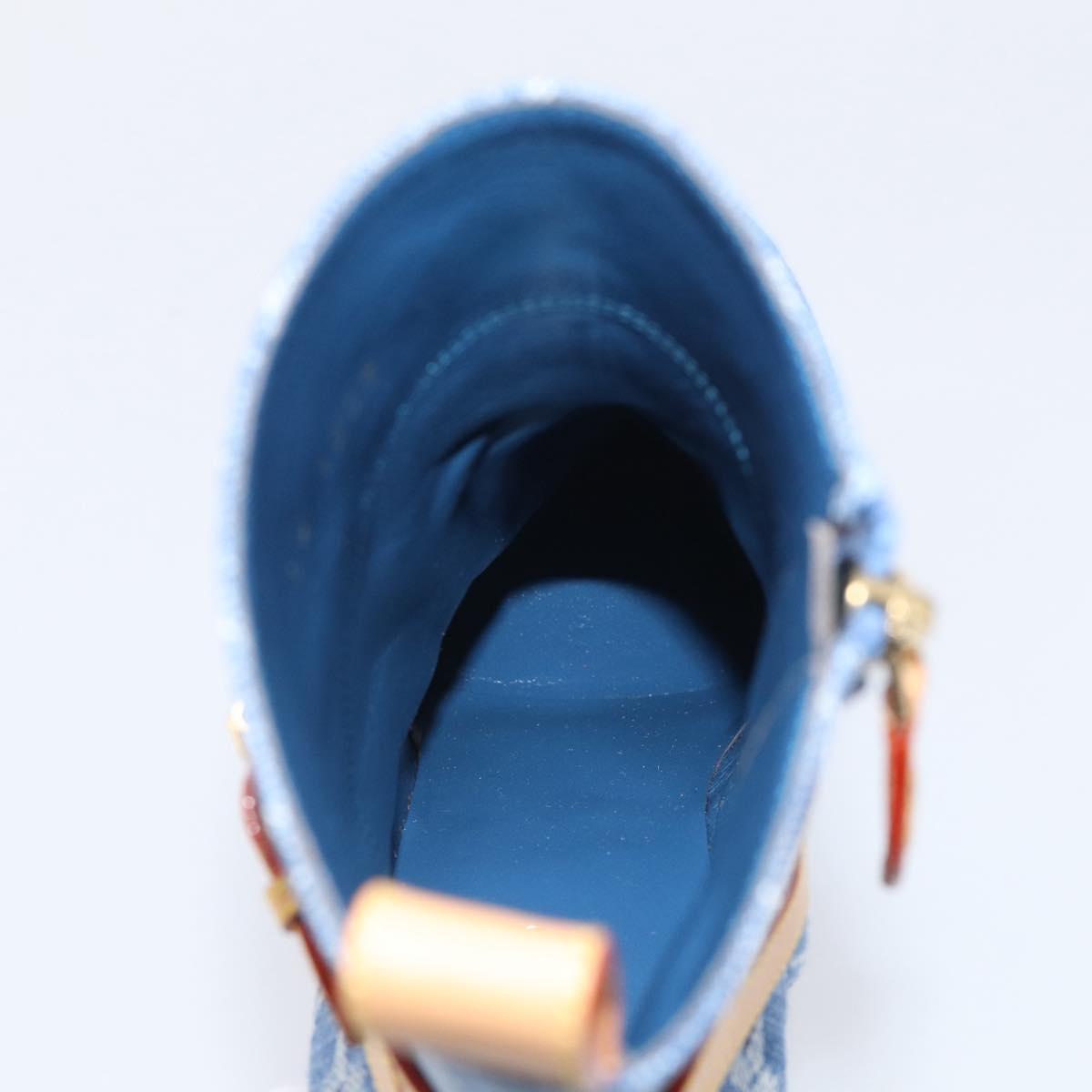 LOUIS VUITTON Monogram Denim Boots 37 Blue LV Auth 211475M