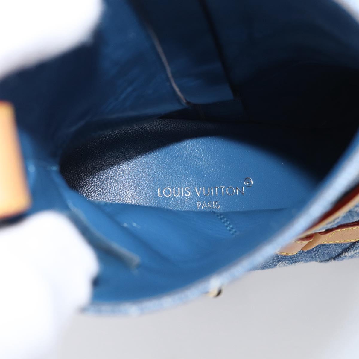 LOUIS VUITTON Monogram Denim Boots 37 Blue LV Auth 211475M