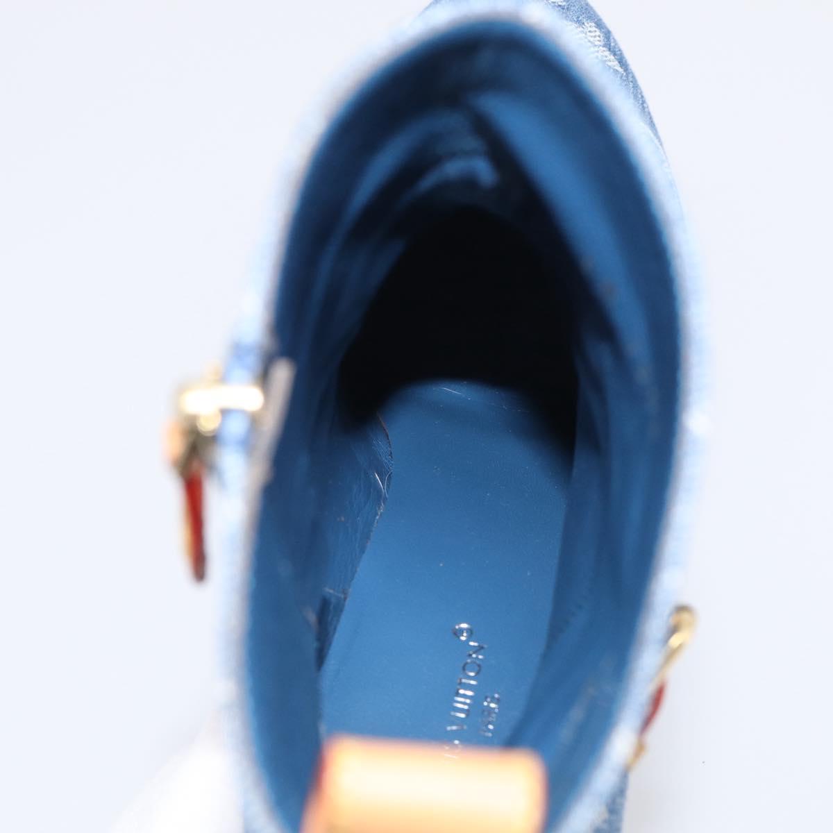 LOUIS VUITTON Monogram Denim Boots 37 Blue LV Auth 211475M