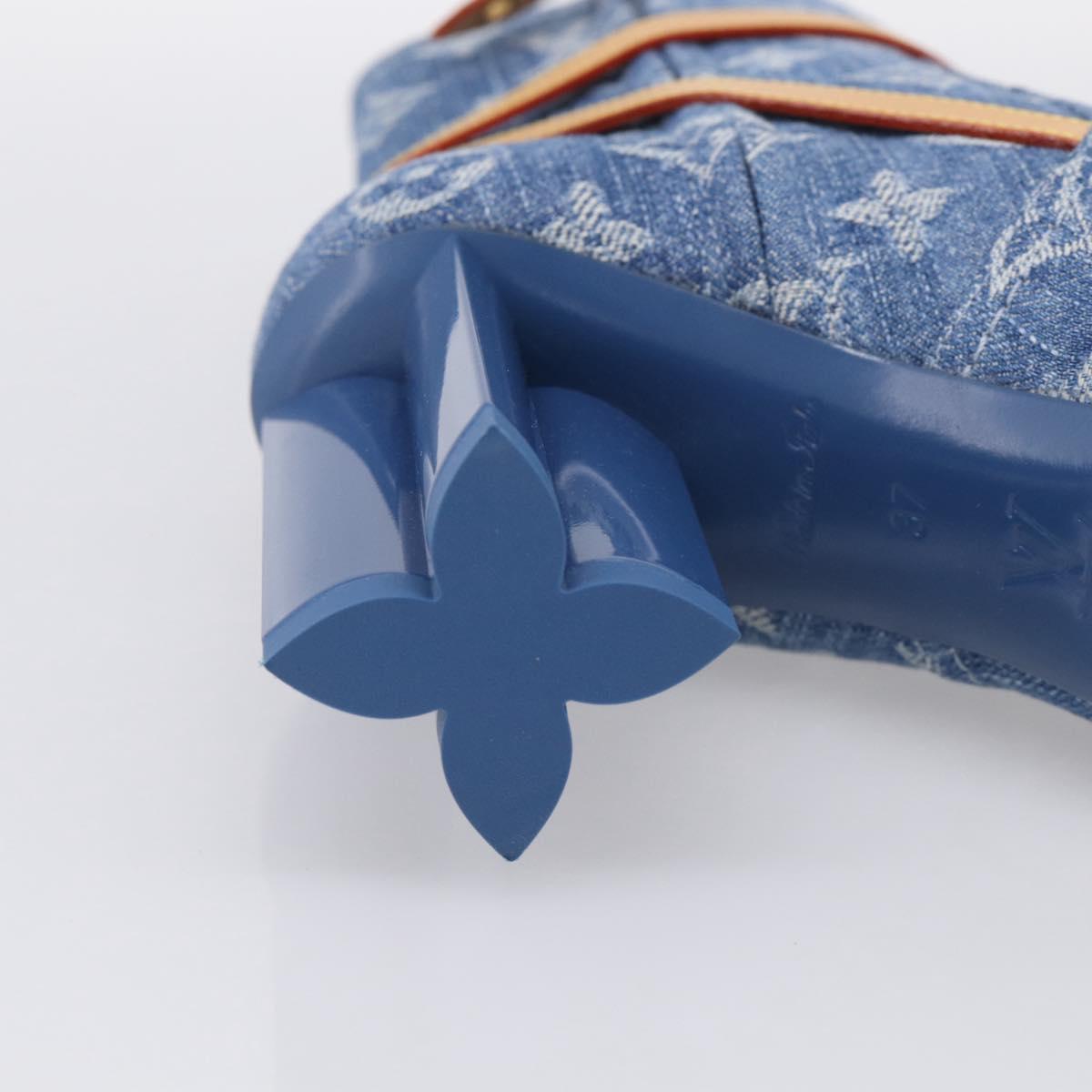 LOUIS VUITTON Monogram Denim Boots 37 Blue LV Auth 211475M