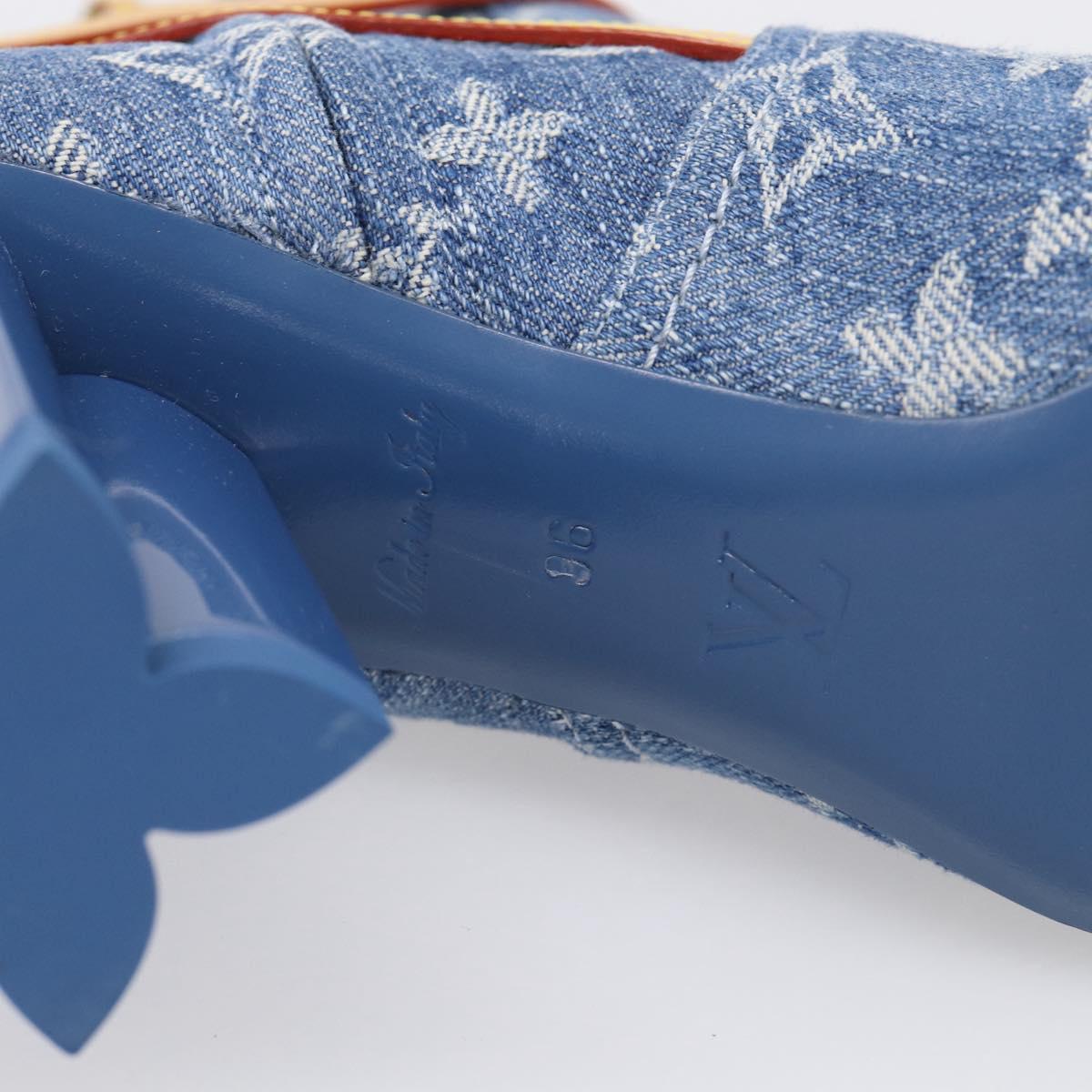 LOUIS VUITTON Monogram Denim Boots 36 Blue LV Auth 211476M