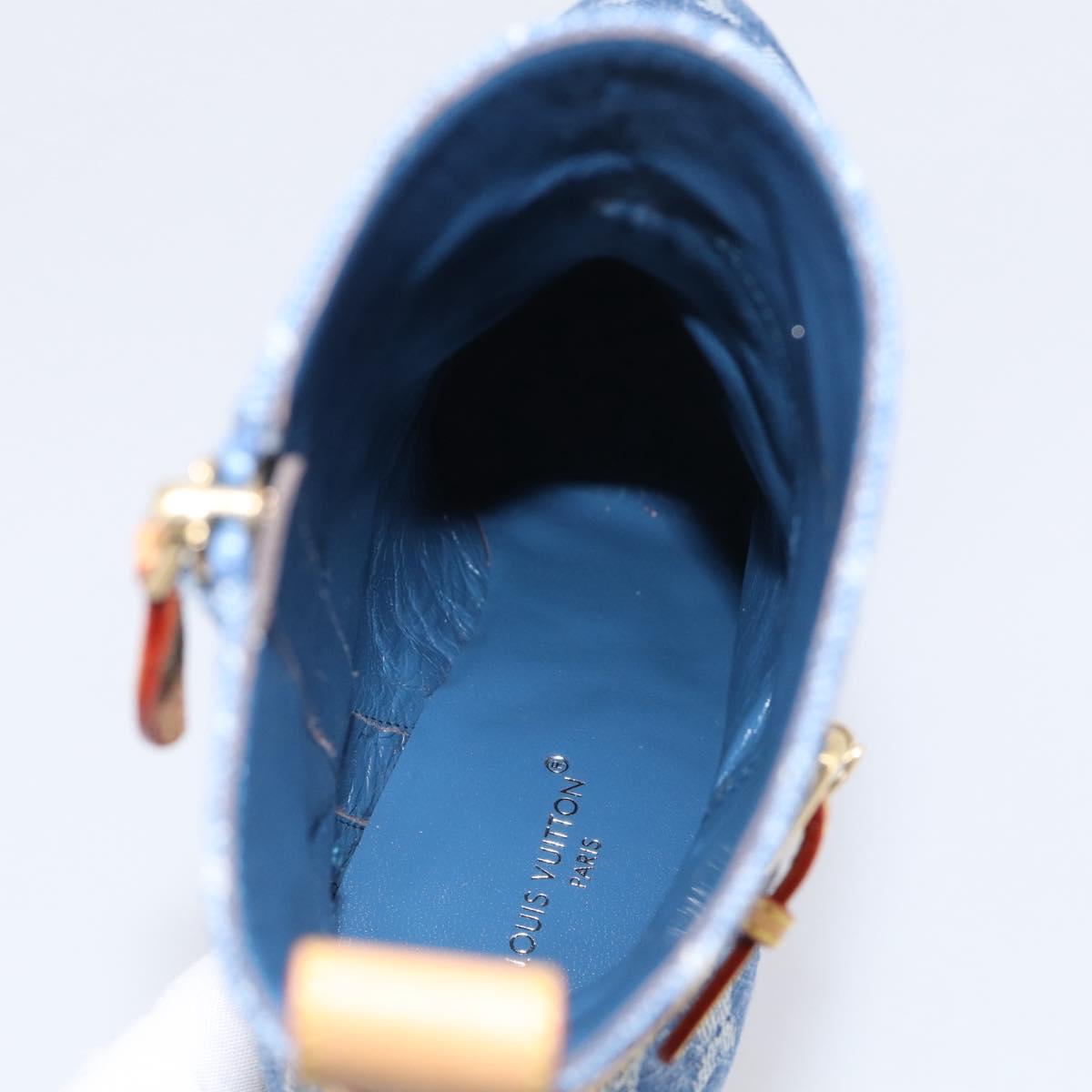 LOUIS VUITTON Monogram Denim Boots 36 Blue LV Auth 211476M