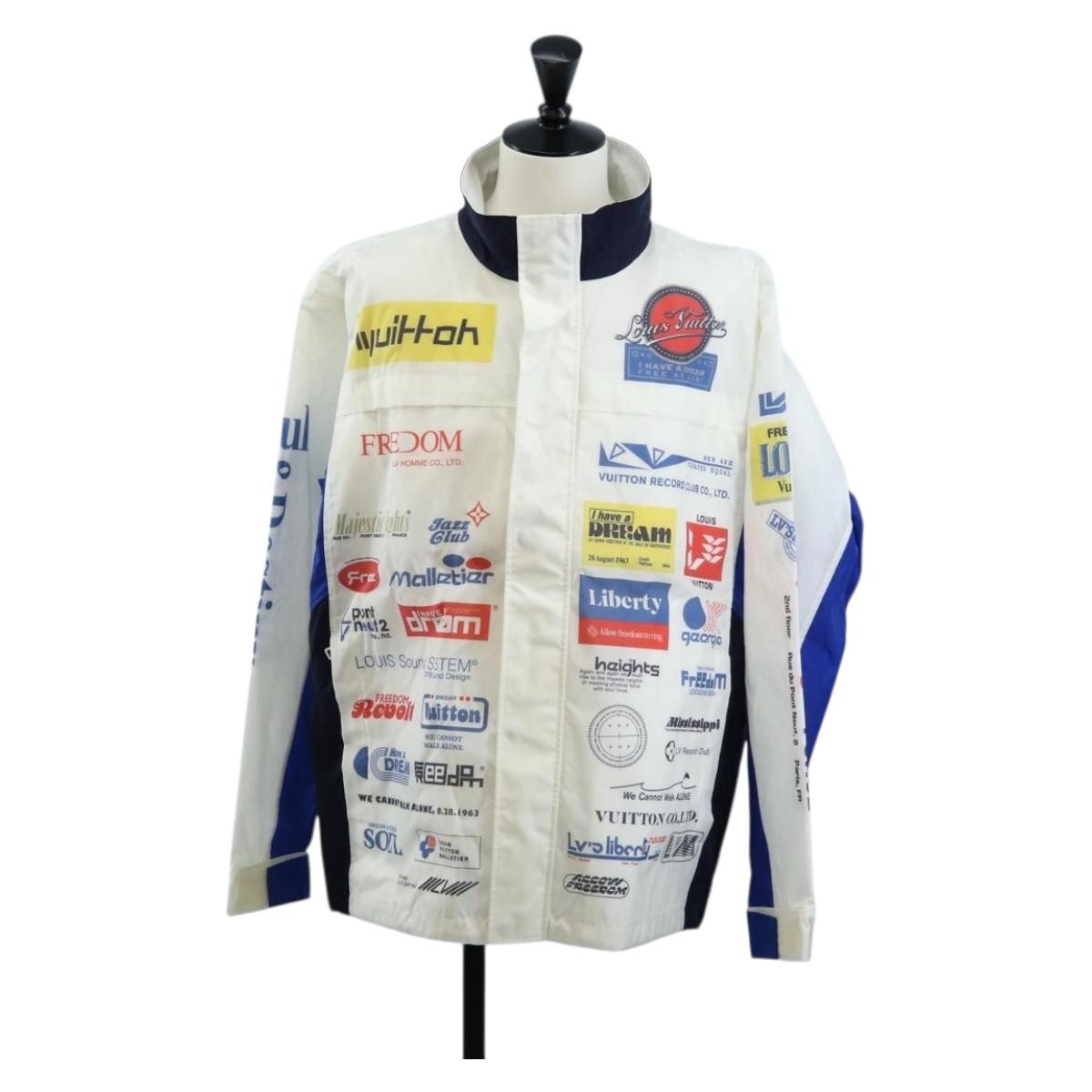 LOUIS VUITTON Multi Logo Jacket Nylon 50 White LV Auth 211477SAM