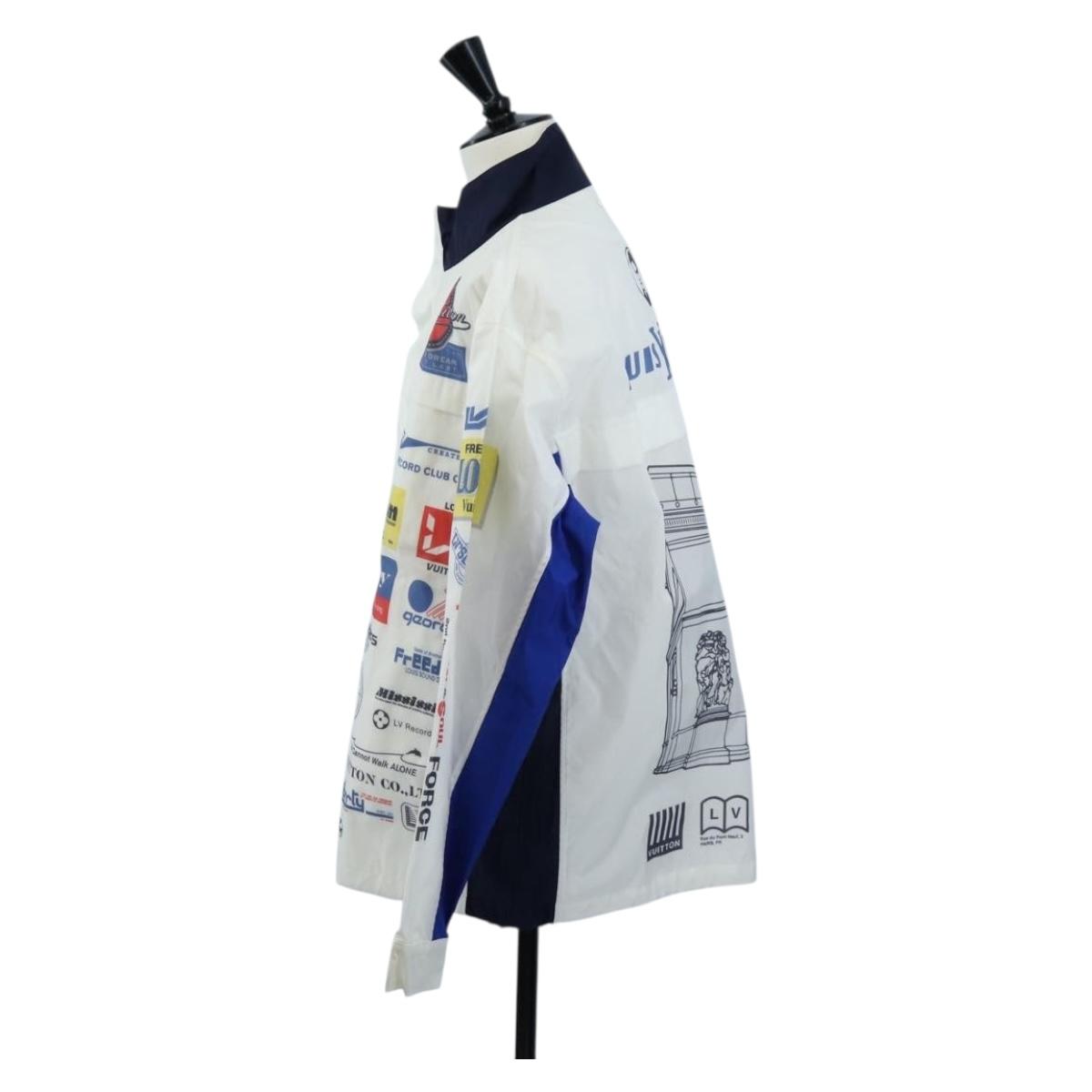 LOUIS VUITTON Multi Logo Jacket Nylon 50 White LV Auth 211477SAM
