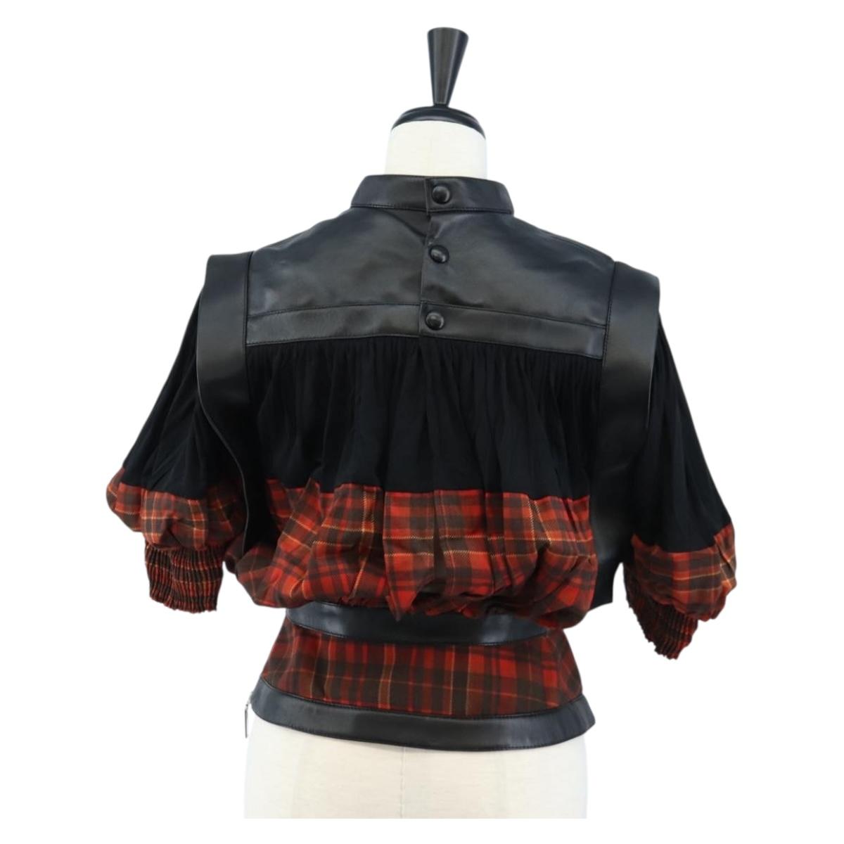 LOUIS VUITTON Monogram Blouse Silk 34 Red LV Auth 211478M