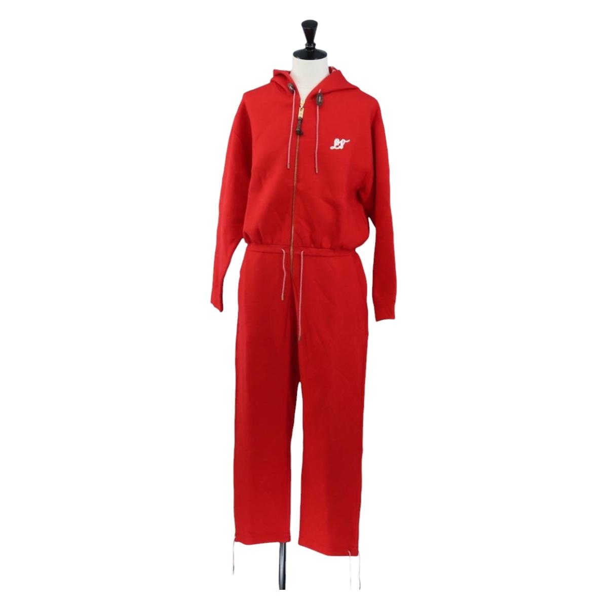 LOUIS VUITTON Monogram Jumpsuit Cotton L Red LV Auth 211479SAM