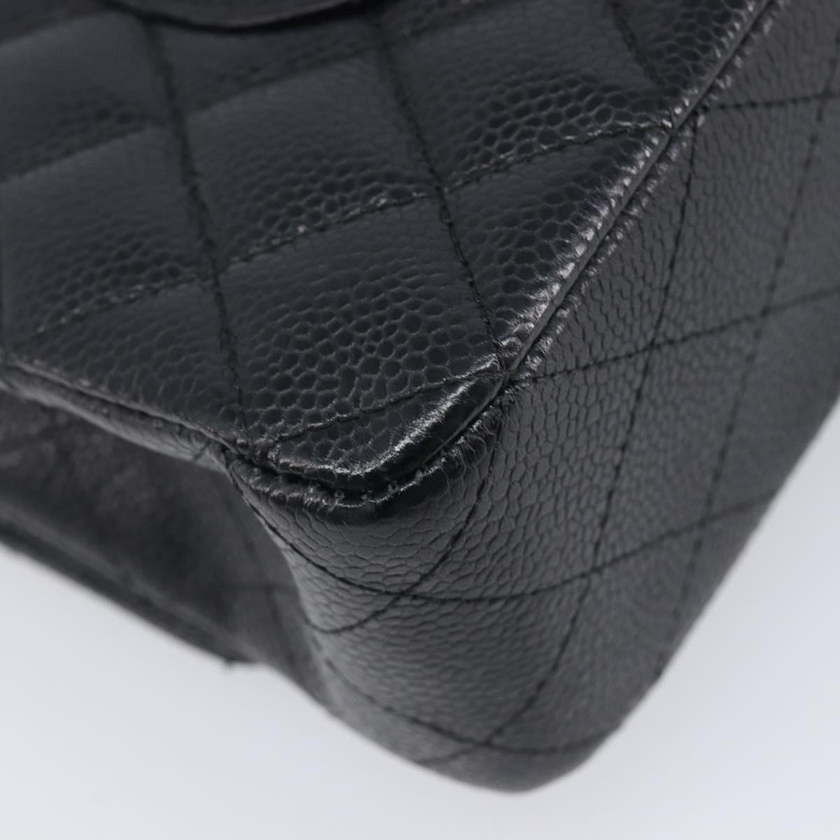 CHANEL Matelasse 25 Chain Shoulder Bag Caviar Skin Black Gold CC Auth 211485SAM