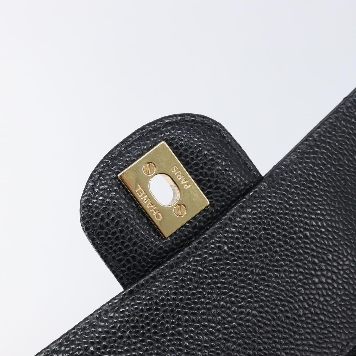 CHANEL Matelasse 25 Chain Shoulder Bag Caviar Skin Black Gold CC Auth 211485SAM