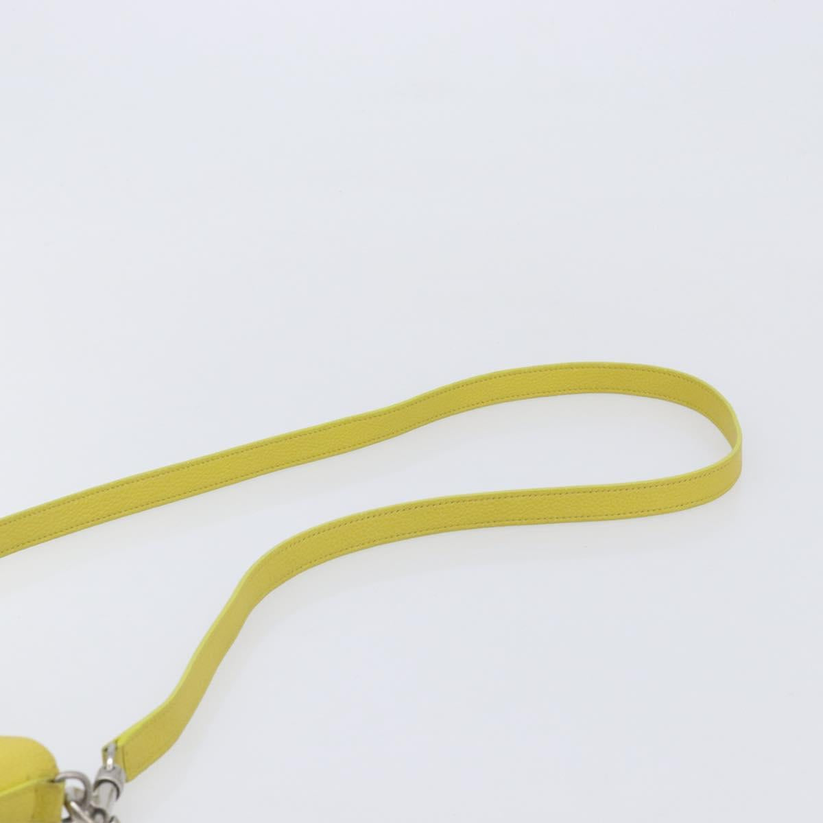 CELINE Luggage Nano Shopper Hand Bag Leather 2way Yellow Silver Auth 211487A