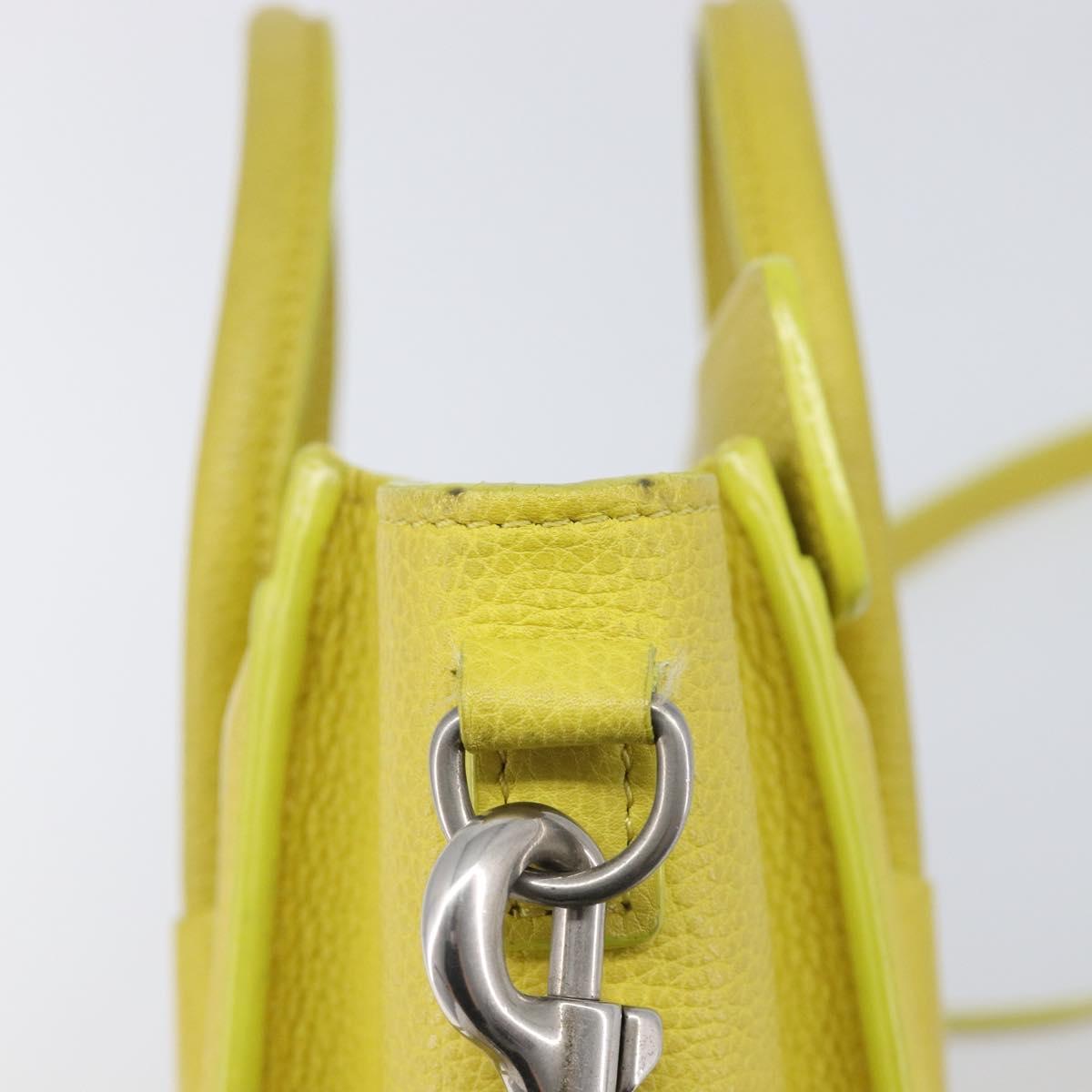CELINE Luggage Nano Shopper Hand Bag Leather 2way Yellow Silver Auth 211487A