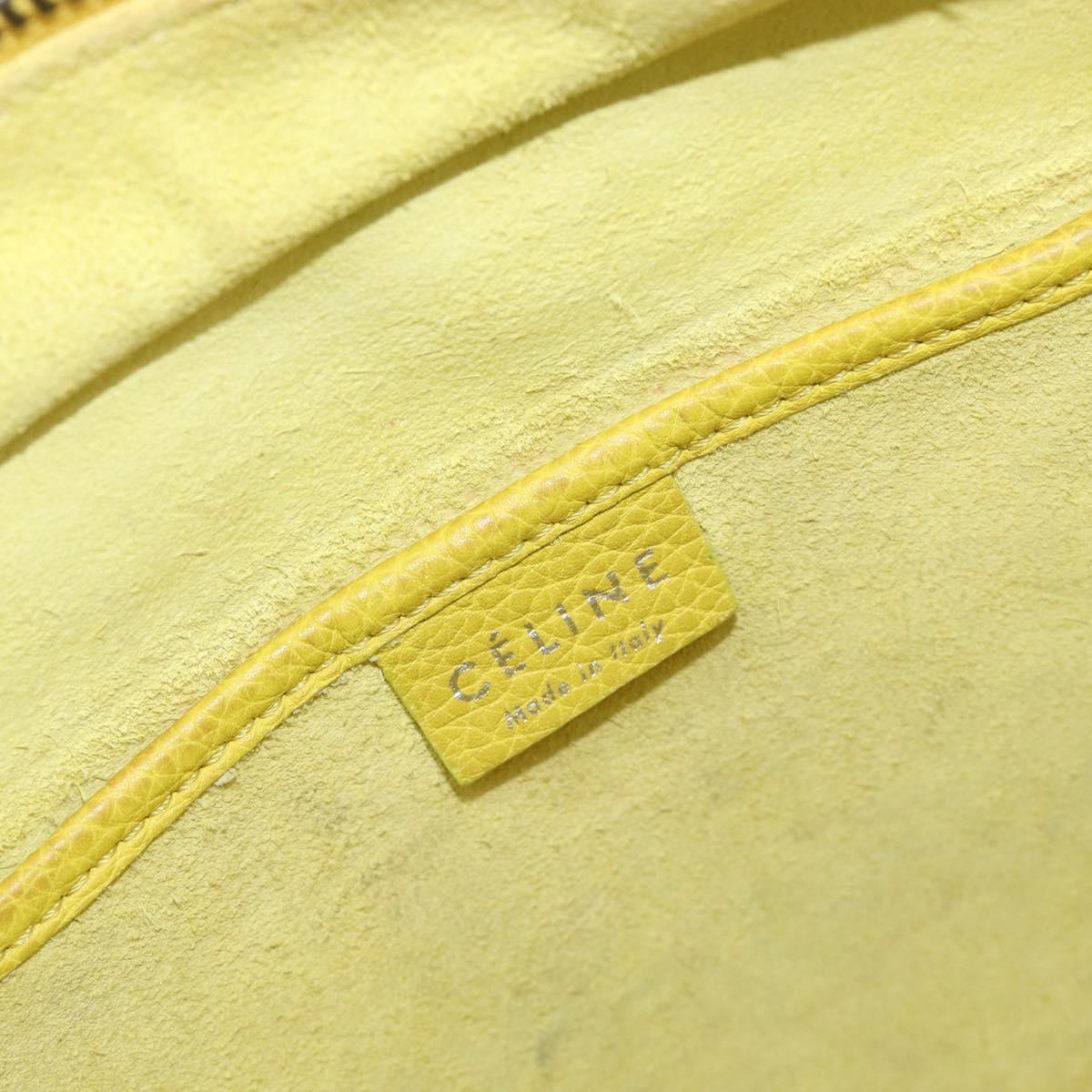 CELINE Luggage Nano Shopper Hand Bag Leather 2way Yellow Silver Auth 211487A