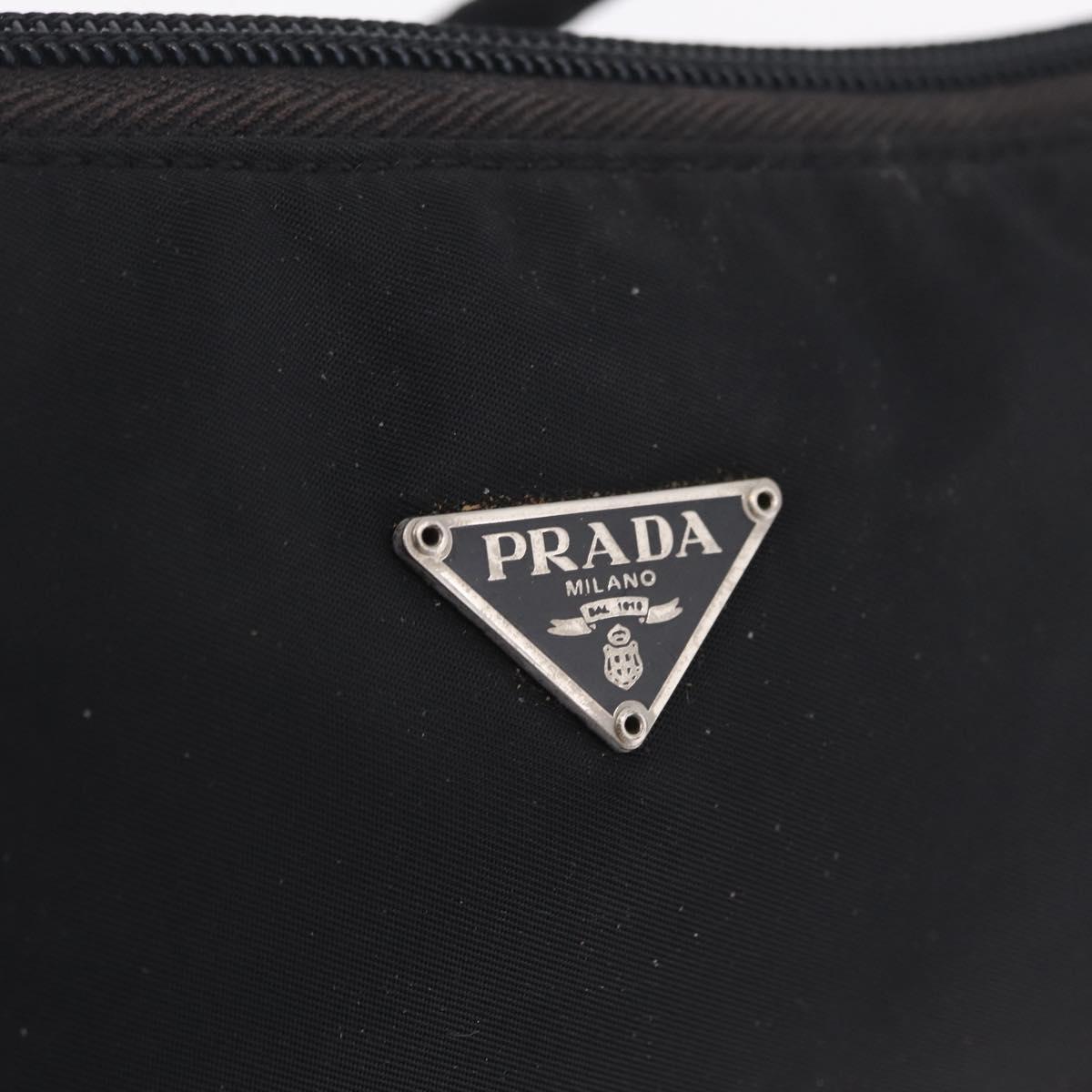 PRADA Accessory Pouch Nylon Black Silver Auth 211493A