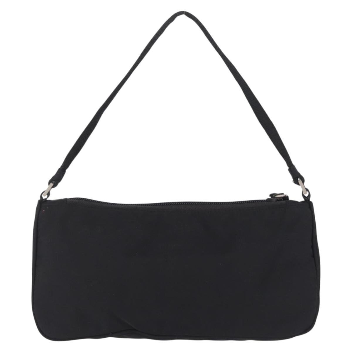 PRADA Accessory Pouch Nylon Black Silver Auth 211493A