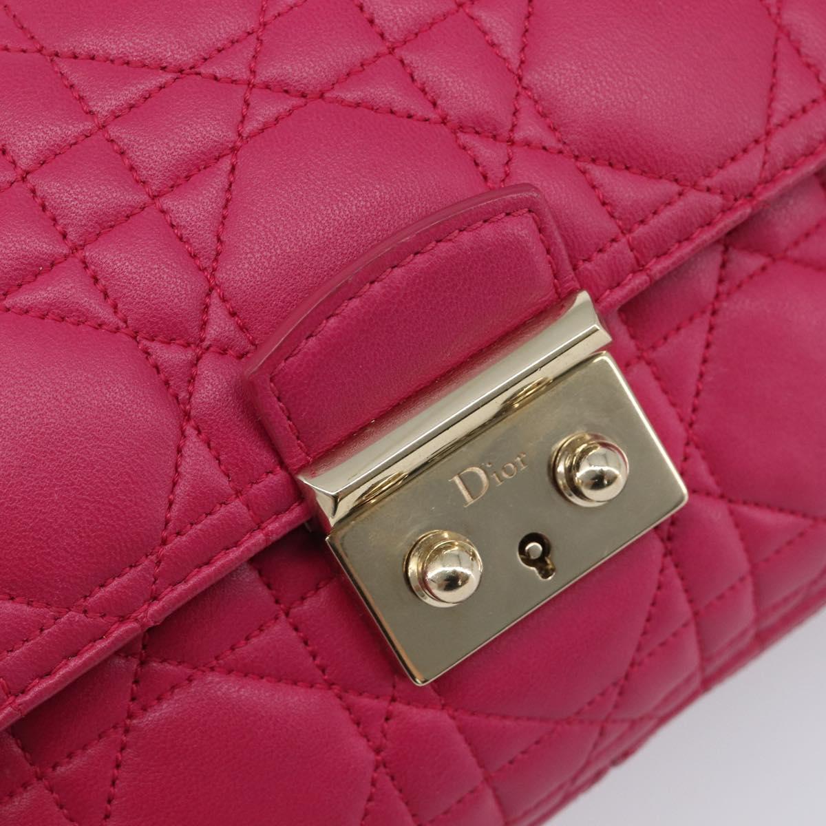 Christian Dior Canage Chain Shoulder Bag Lamb Skin Pink Gold Tone Auth 211496V