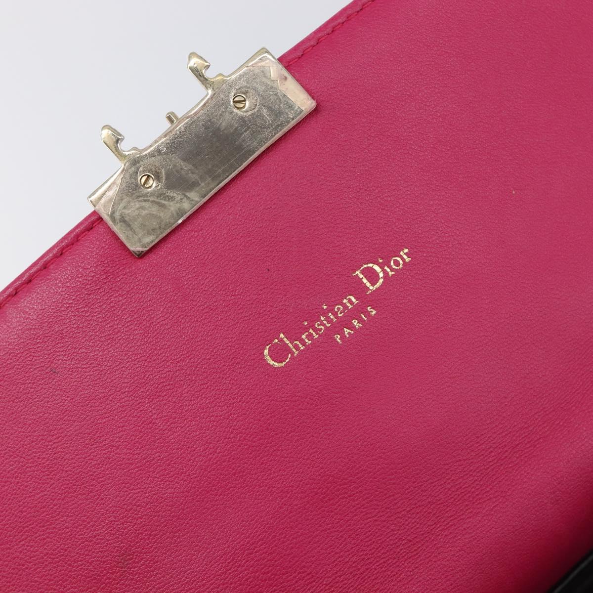 Christian Dior Canage Chain Shoulder Bag Lamb Skin Pink Gold Tone Auth 211496V