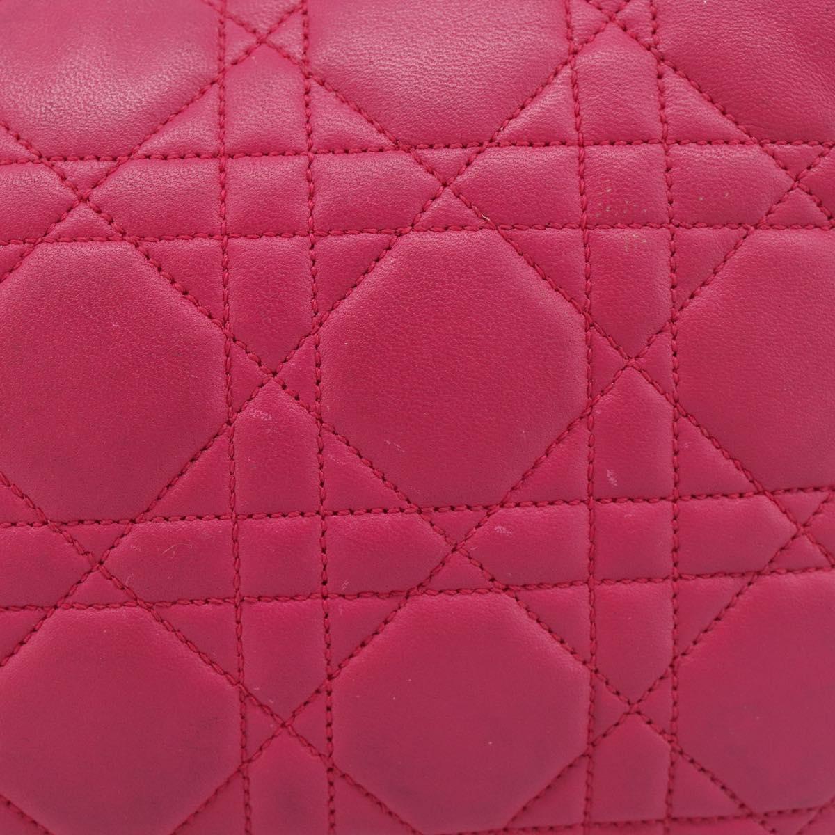 Christian Dior Canage Chain Shoulder Bag Lamb Skin Pink Gold Tone Auth 211496V