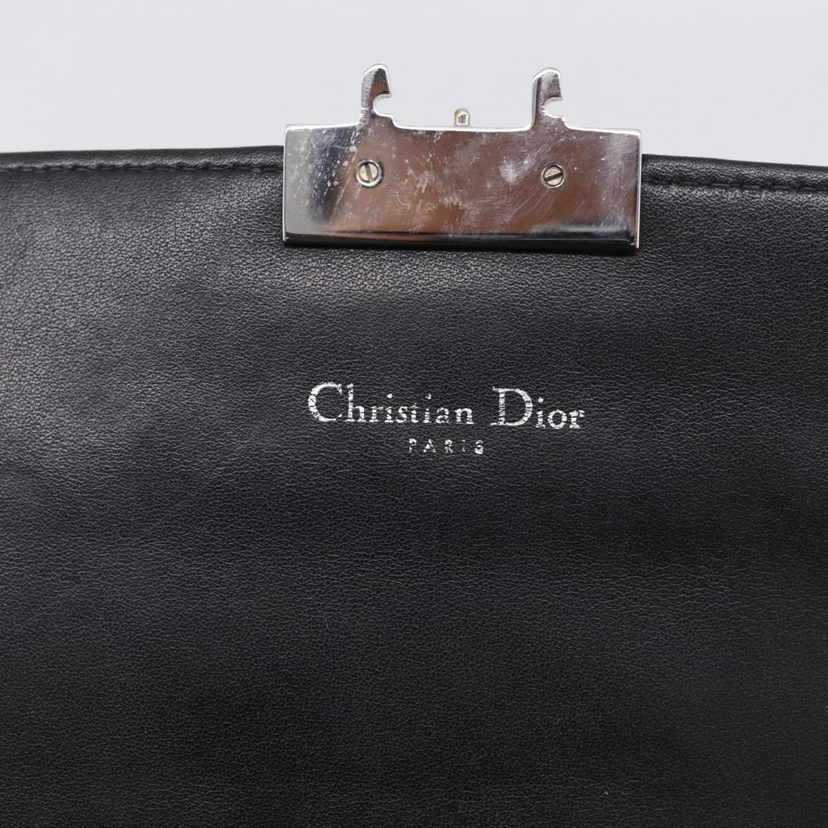 Christian Dior Canage Chain Shoulder Bag patent Black Silver Auth 211498V