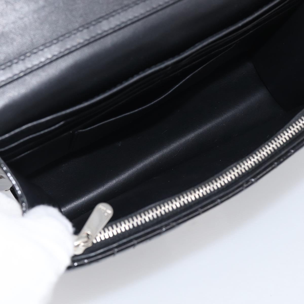 Christian Dior Canage Chain Shoulder Bag patent Black Silver Auth 211498V